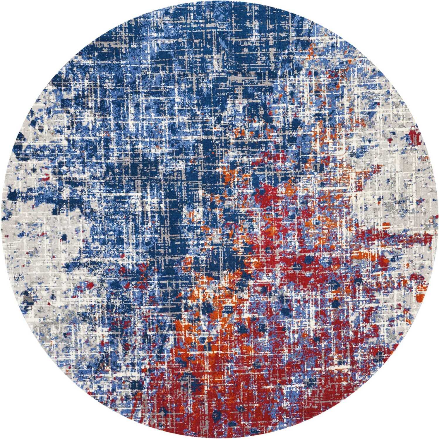 Nourison Twilight Modern Contemporary Red Blue Area Rug 8x8 Feet - Perfect for Living Room, Bedroom & Office Decor