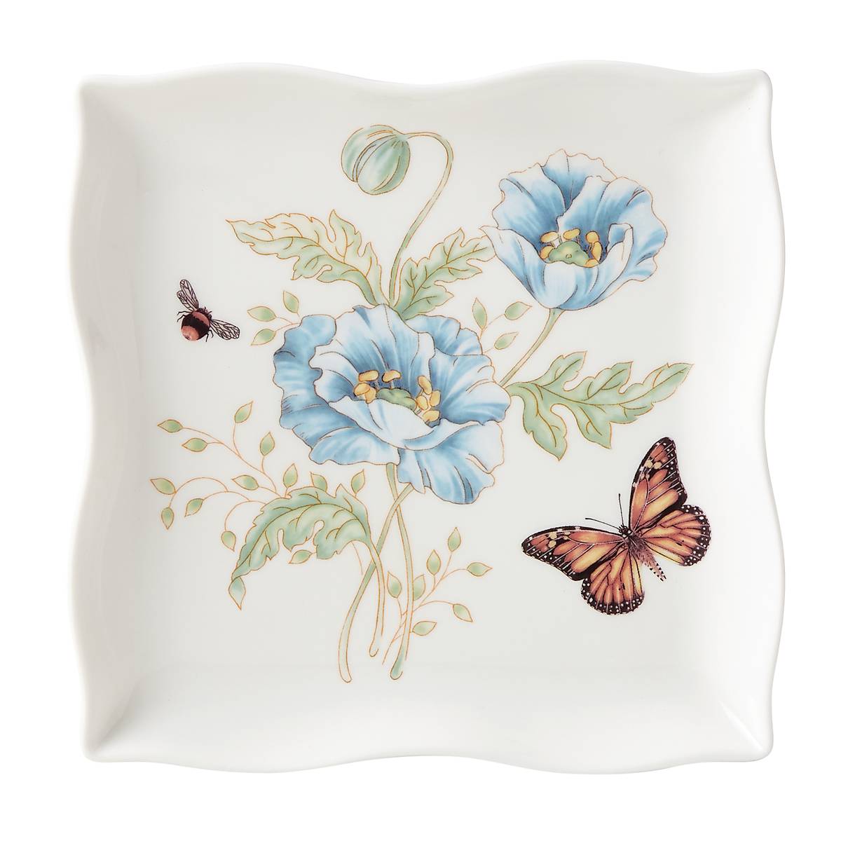 Butterfly Meadow Square Dish - Elegant Ceramic Serving Plate for Desserts, Appetizers & Snacks | Perfect for Parties, Tea Time & Home Decor