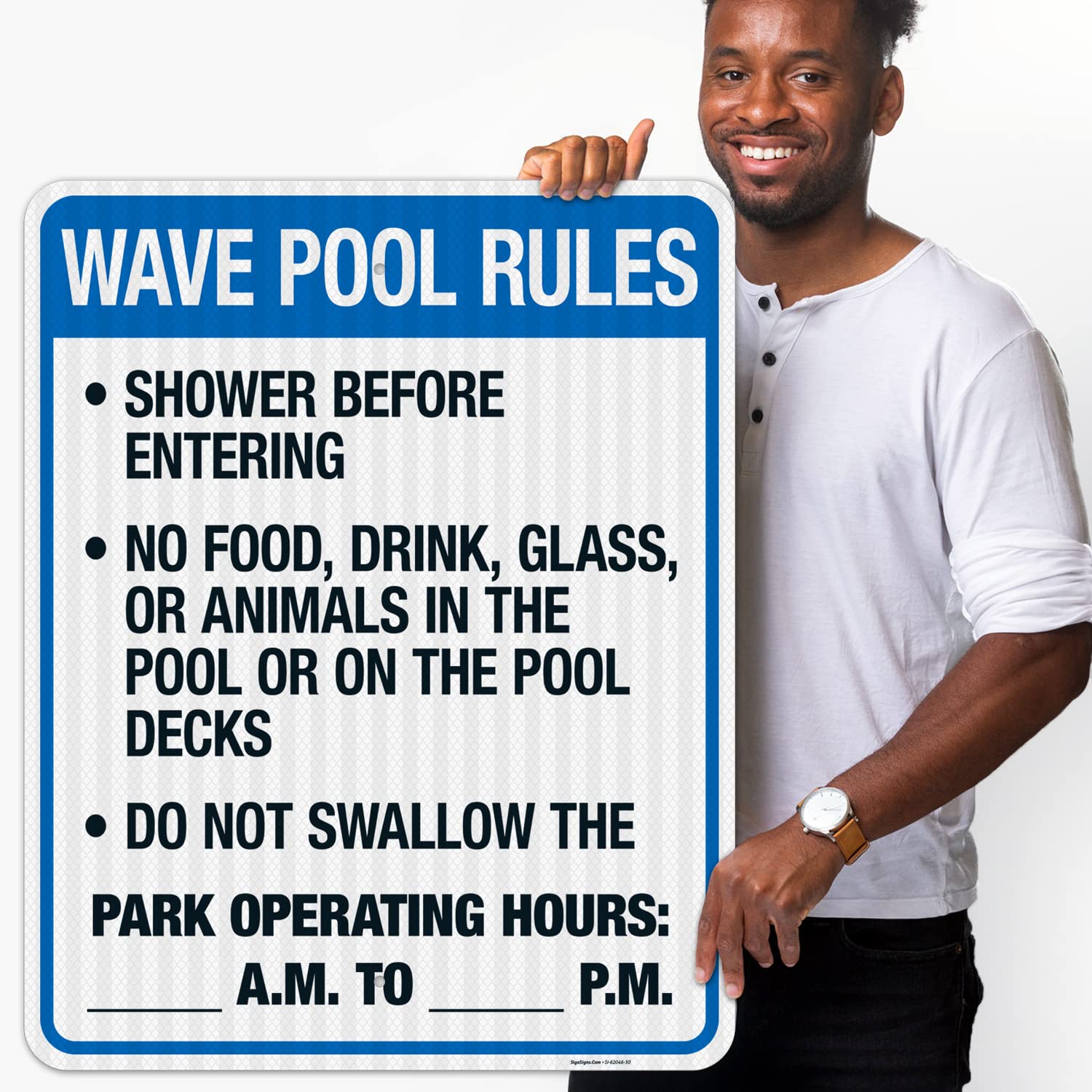Florida Wave Pool Rules Sign - 24x30 Inches, 3M EGP Reflective .080 Aluminum, Complies with FL Pool Safety Code, Fade Resistant - Perfect for Water Parks, Public Pools & Beach Clubs (Made in USA)