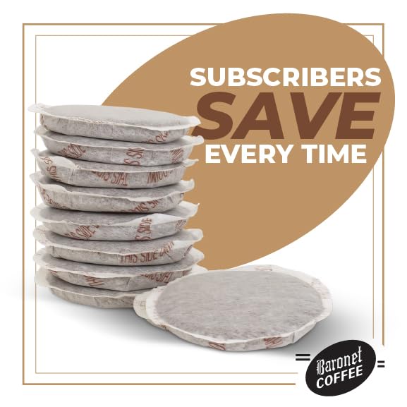 Baronet Coffee Pods - 54 Count Compostable Coffee Bags, 8g Medium Roast Organic Decaf French Vanilla, Compatible with Senseo & Single Serve Brewers - Perfect for Home, Office & Camping Use