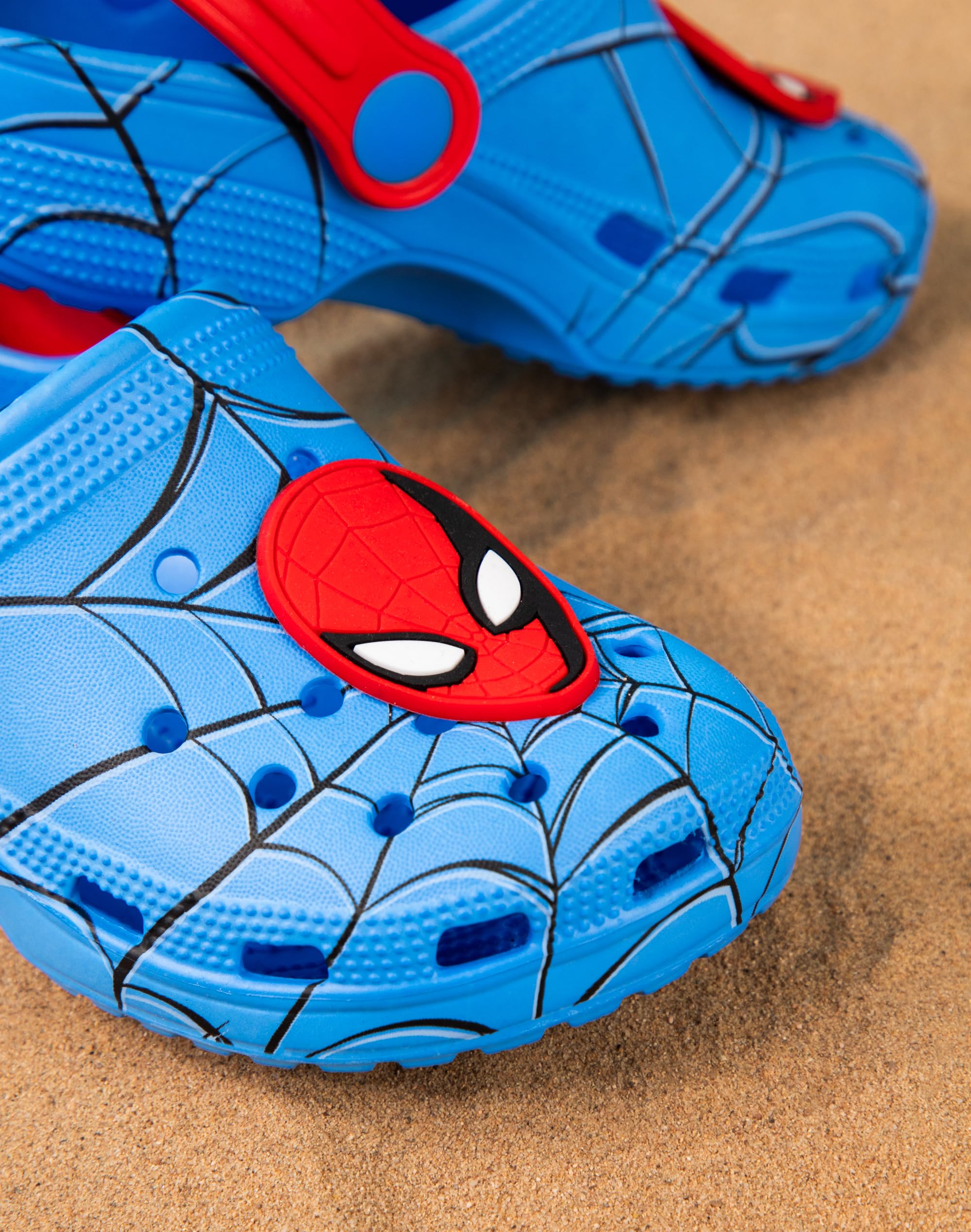 Marvel Spider-Man Boys Clogs - Kids Slip-On Sandals with Adjustable Strap & Web Design | Blue Superhero Themed Footwear for Playtime, Beach & Summer Activities