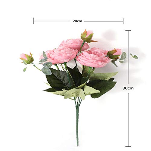 1 Bundle Silk Peony Bouquet - Artificial Blue Roses for Home Decor, Wedding Centerpieces, Party Decorations, Scrapbooking & DIY Crafts - Fake Flowers for Table Arrangements, Gift Wrapping & Photo Backdrops