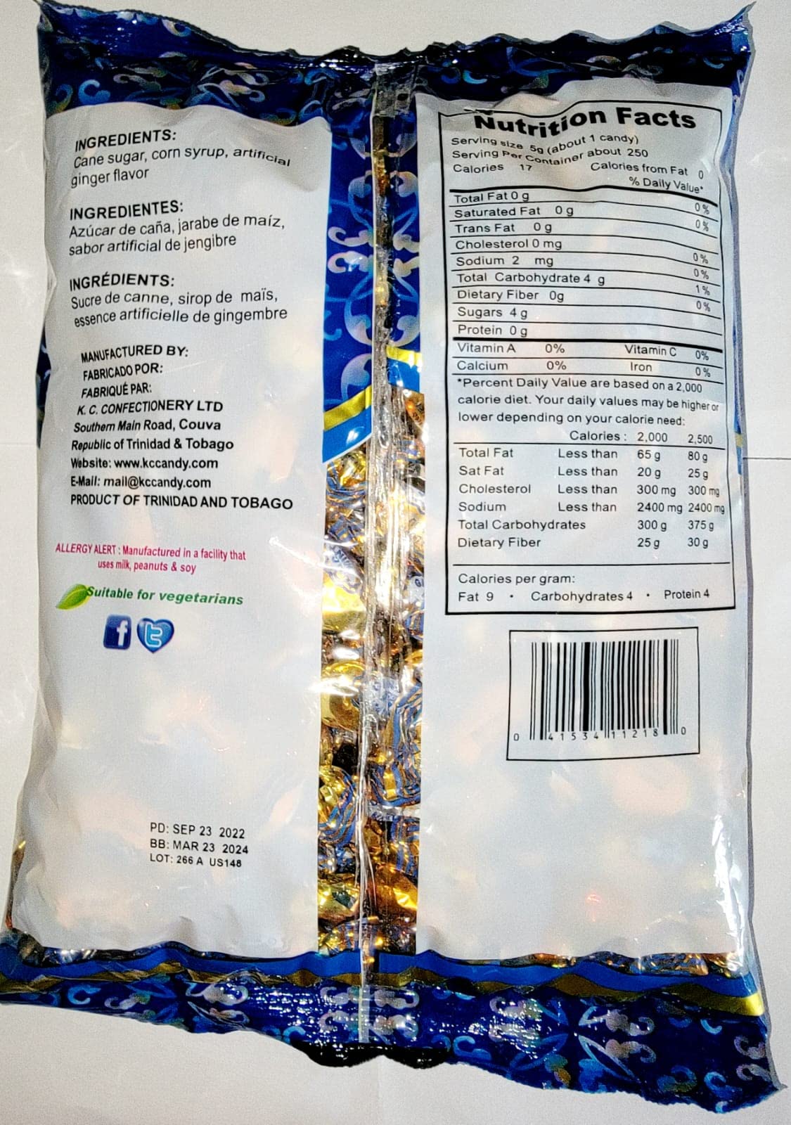 KC Ginger Mints - 2lbs 7.7oz (1125g) Bulk Pack - Natural Digestive Aid & Fresh Breath Mints - Perfect for Travel, Office & After Meals