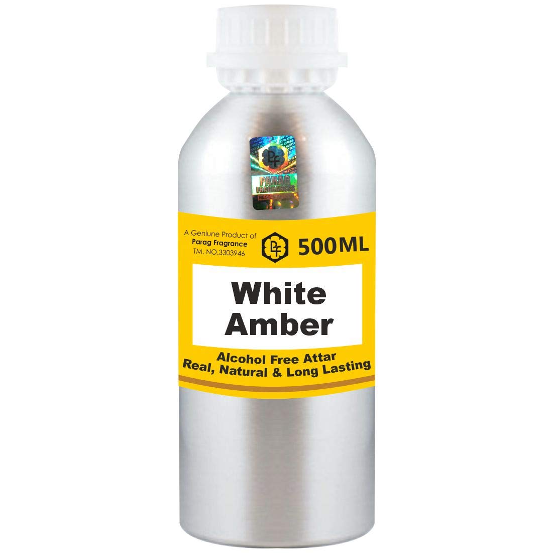Premium White Amber Attar 500ml - Alcohol-Free Long Lasting Perfume Oil for Men & Women | Natural Fragrance Oil for Daily Wear, Special Occasions & Religious Ceremonies | Wholesale Attar, Itra, Scent Oil for Aromatherapy & Spiritual Use
