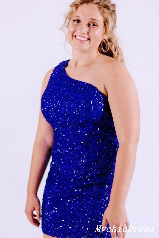 2025 Hot One Shoulder Sparkly Sequin Cocktail Dress for Homecoming & Parties | Elegant Tight Formal Dress for Prom, Night Out & Special Events