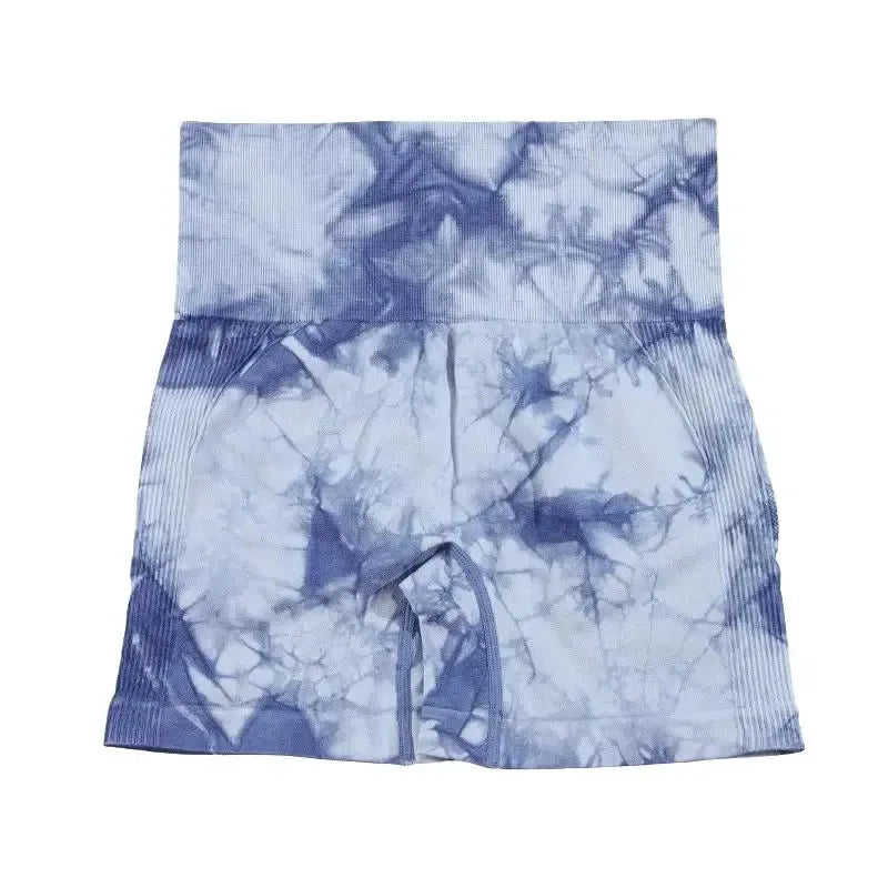 CHRLEISURE Women's Tie Dye Yoga Shorts - High Waist Seamless Workout Leggings for Yoga, Running, Cycling & Gym - Butt Lifting Athletic Shorts with Elastic Waistband - Perfect for Fitness, Lounge & Summer Activities