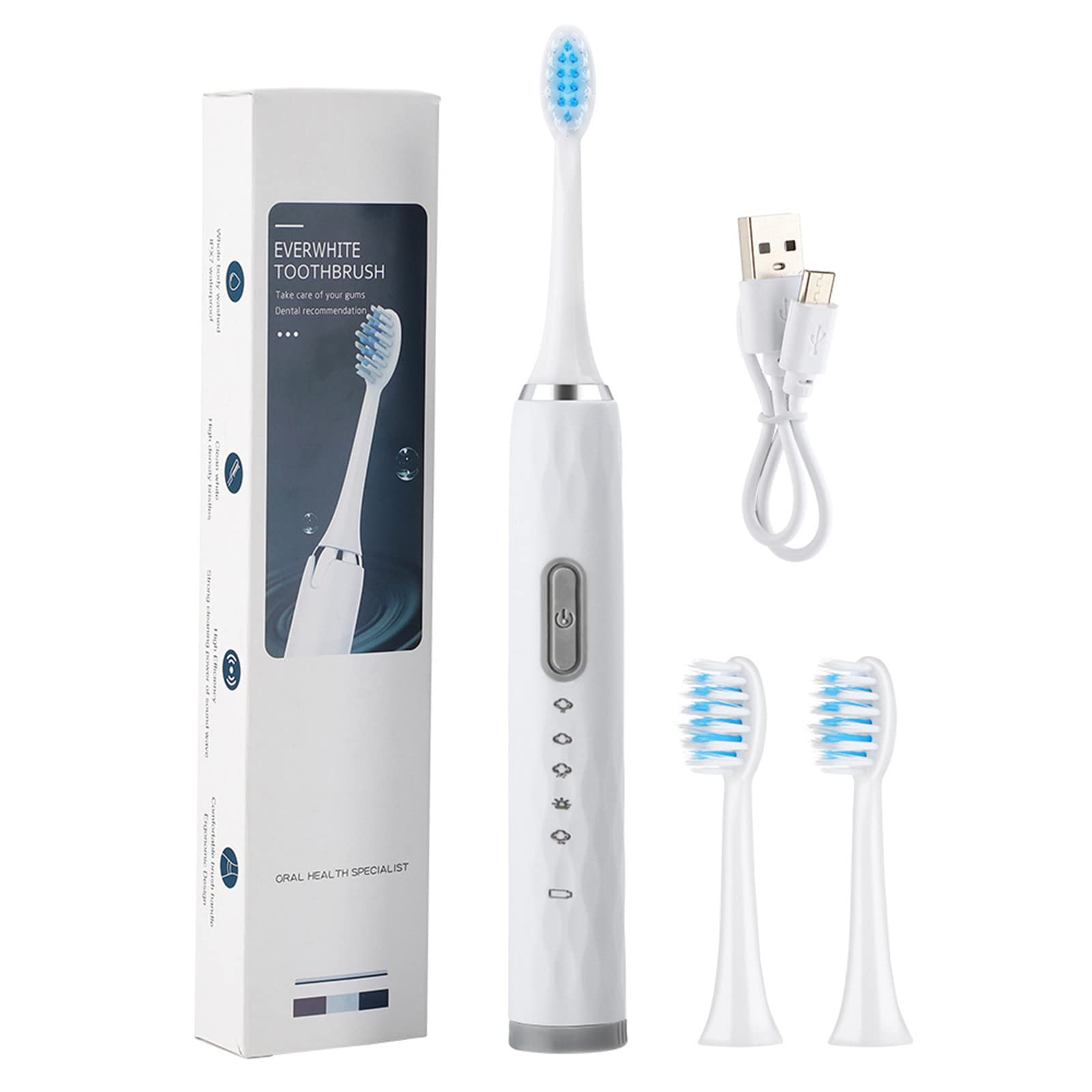 Smart Electric Toothbrush for Adults - 5 Speed Modes with Timer, IPX7 Waterproof, 18,000 Strokes/Min, USB Rechargeable, Teeth Whitening & Calculus Removal - Includes 3 Brush Heads - Perfect for Home, Travel & Daily Oral Care Routine