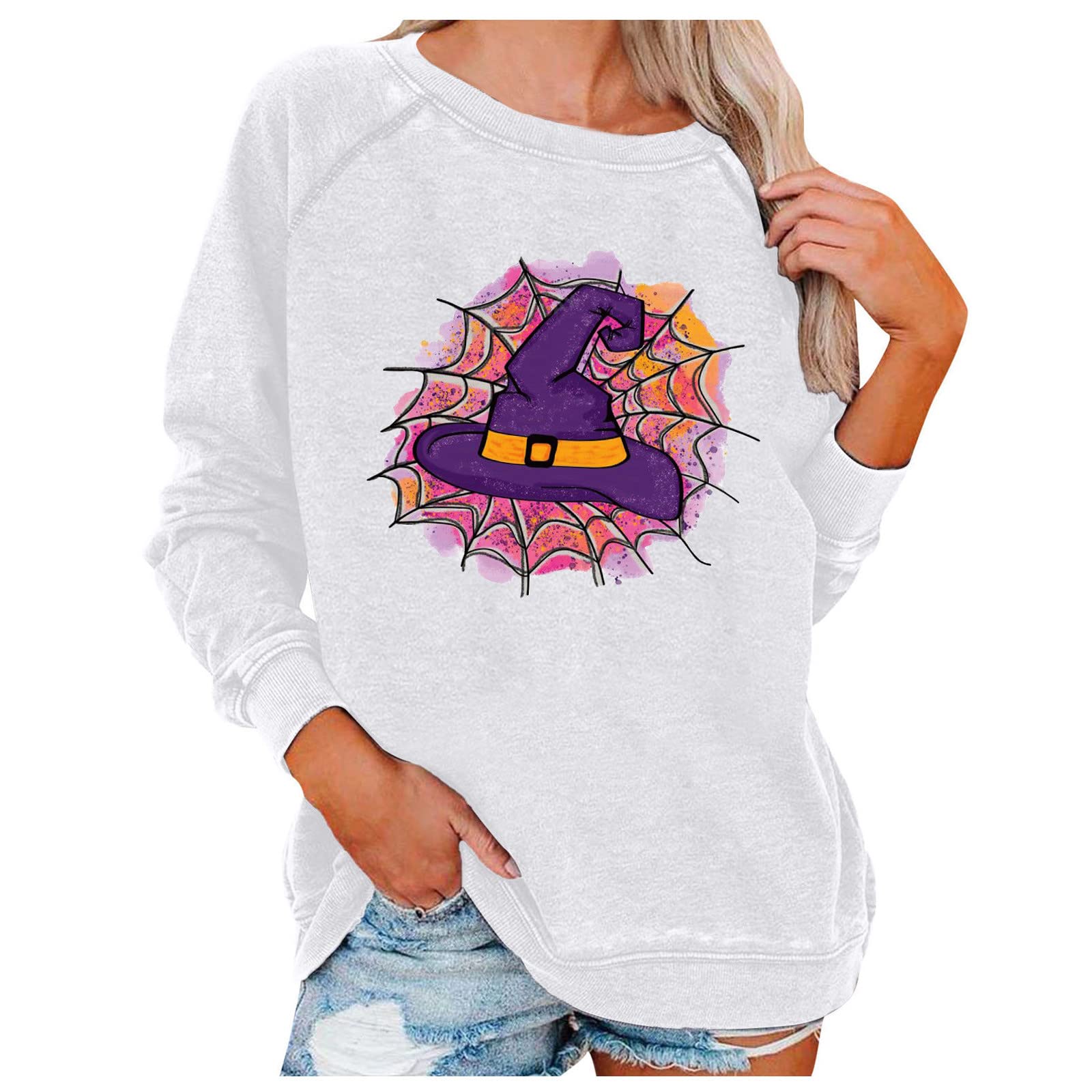 Women's Long Sleeve Crew Neck T-Shirt - Elegant Workout Top for Yoga, Gym & Office Wear | Halloween Costume & Casual Outfit