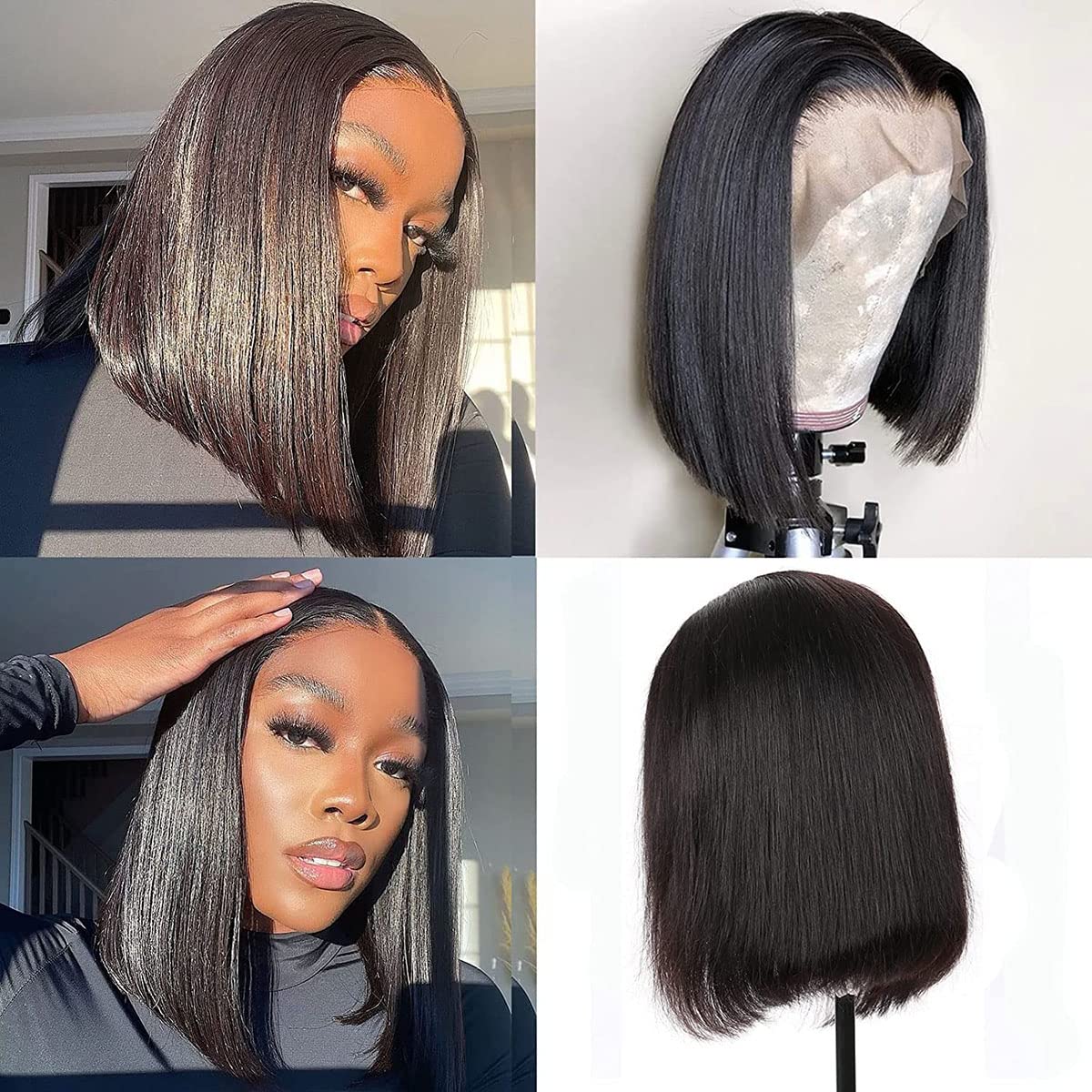 13x4 HD Lace Front Bob Wig 12 Inch Straight - 100% Unprocessed Virgin Human Hair with Transparent Lace for Black Women | Natural Look for Daily Wear, Parties & Special Occasions