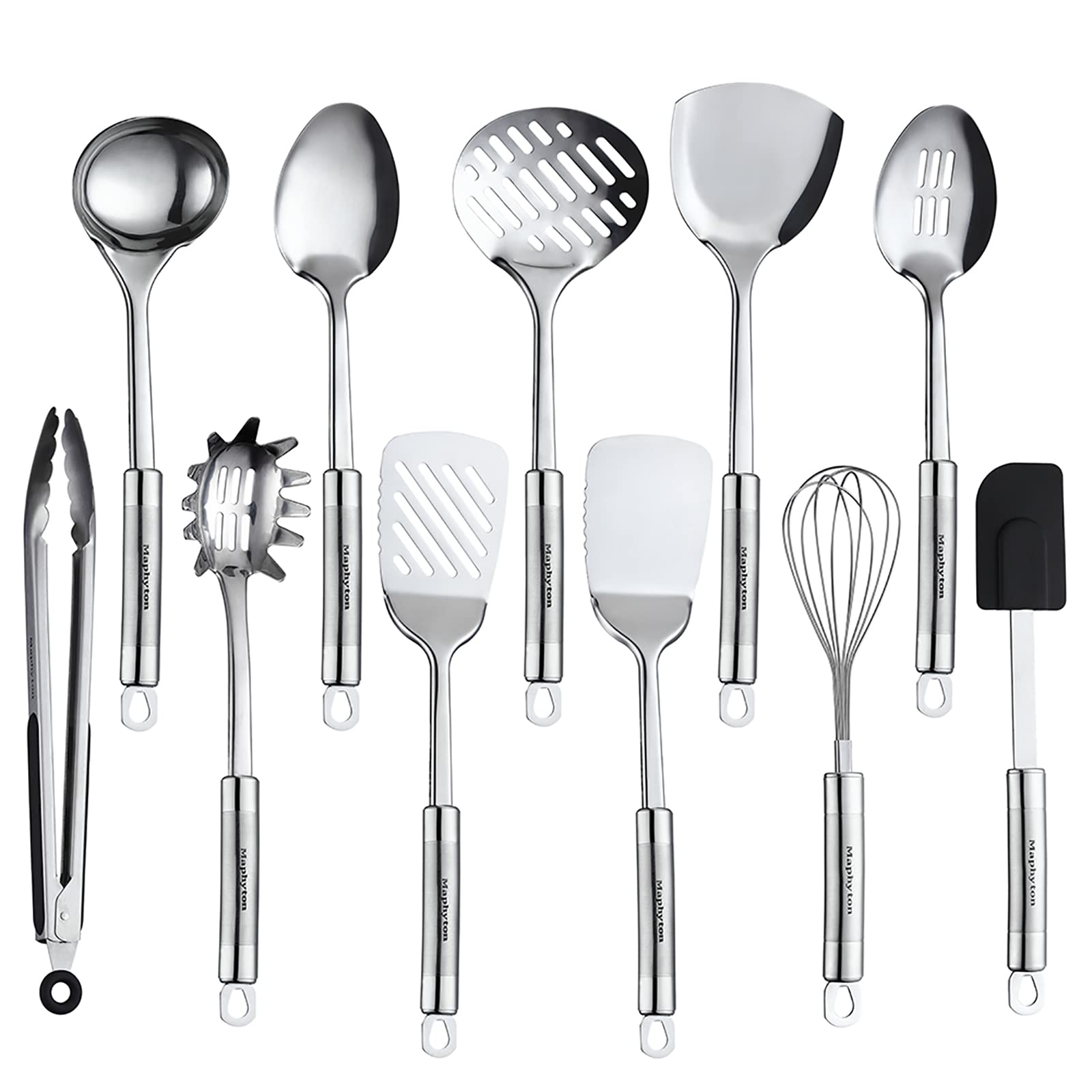 11-Piece Stainless Steel Cooking Utensil Set - Nonstick Kitchen Tools with Spatula, Spoon & More - Perfect for Baking, Frying & Everyday Cooking