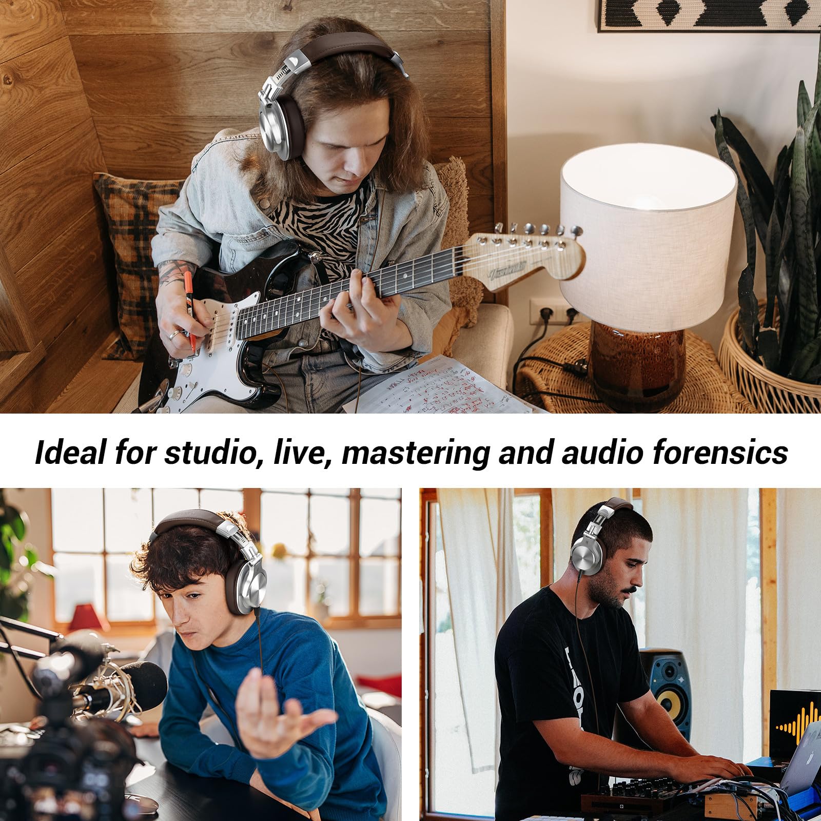 OneOdio A70 Over-Ear Bluetooth Headphones with Microphone - Foldable Wireless & Wired Studio Headphones for Mixing, Gaming, Music - Compatible with TV, PC, iPhone, Android - Perfect for Home Studio, Travel & Work
