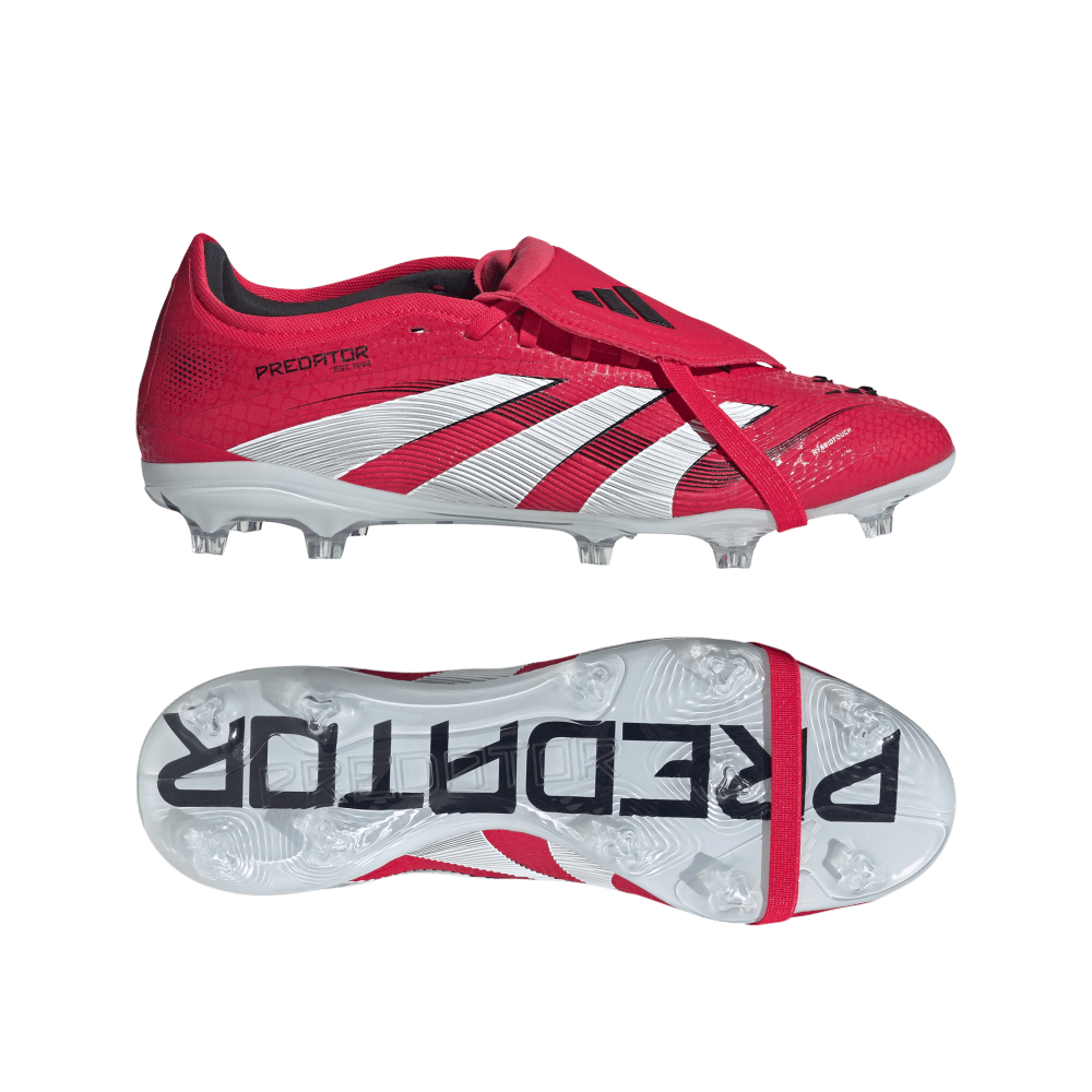 Adidas Predator Pro Fold Over Tongue FG Soccer Cleats for Men - Lucid Red/White/Core Black - Firm Ground Football Shoes for Professional Players & Training Sessions