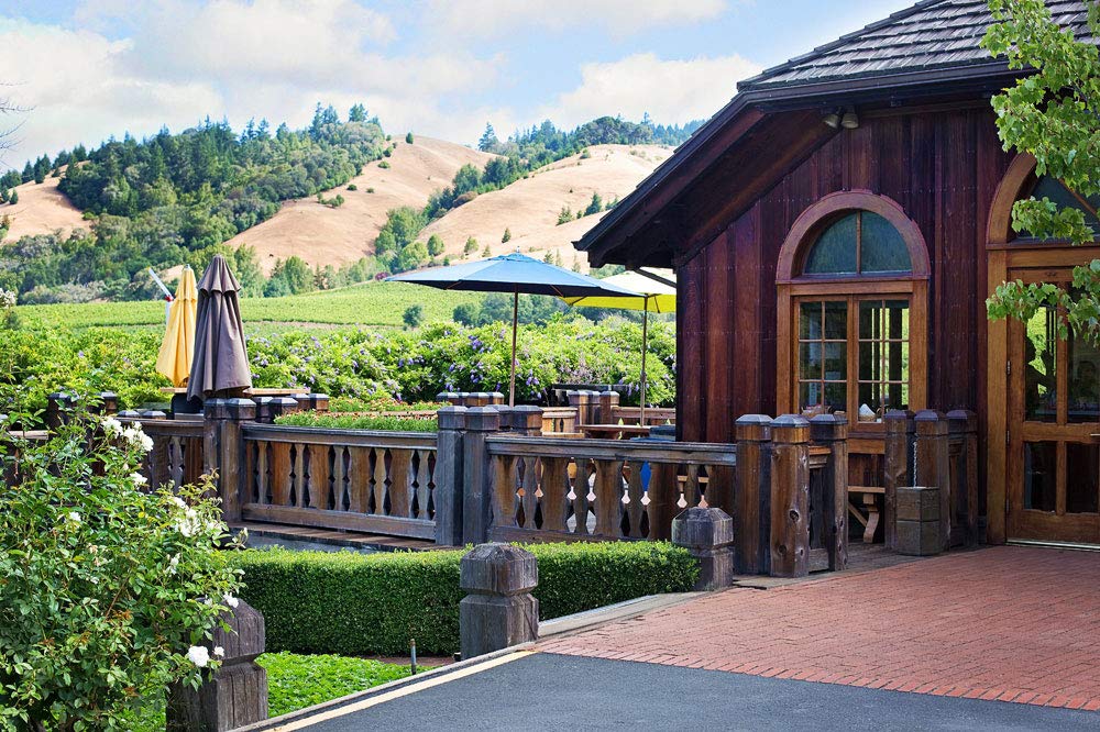 Vineyard Lodge Self-Adhesive Peel & Stick Wall Mural - 48x72 Inches - Removable Wallpaper for Bedroom, Living Room, Office Decor