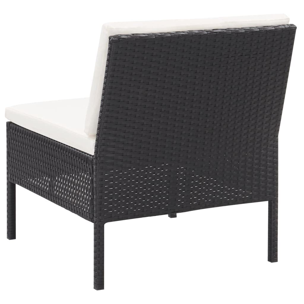 vidaXL 3-Piece Patio Lounge Set with Cushions - Black & Cream White Outdoor Furniture - Durable Poly Rattan & Powder-Coated Steel Frame - Perfect for Backyard, Poolside & Garden Relaxation