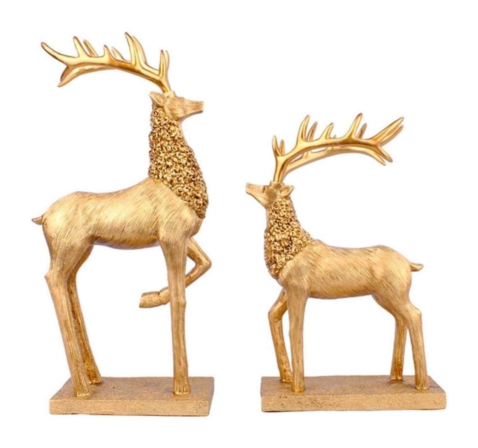 Handiya Resin Elk Statue Pair - Handcrafted Animal Figurines for Home & Office Decor, Desktop Display, and Unique Gift Ideas | Perfect for Cabin, Lodge, or Nature-Themed Interior Design
