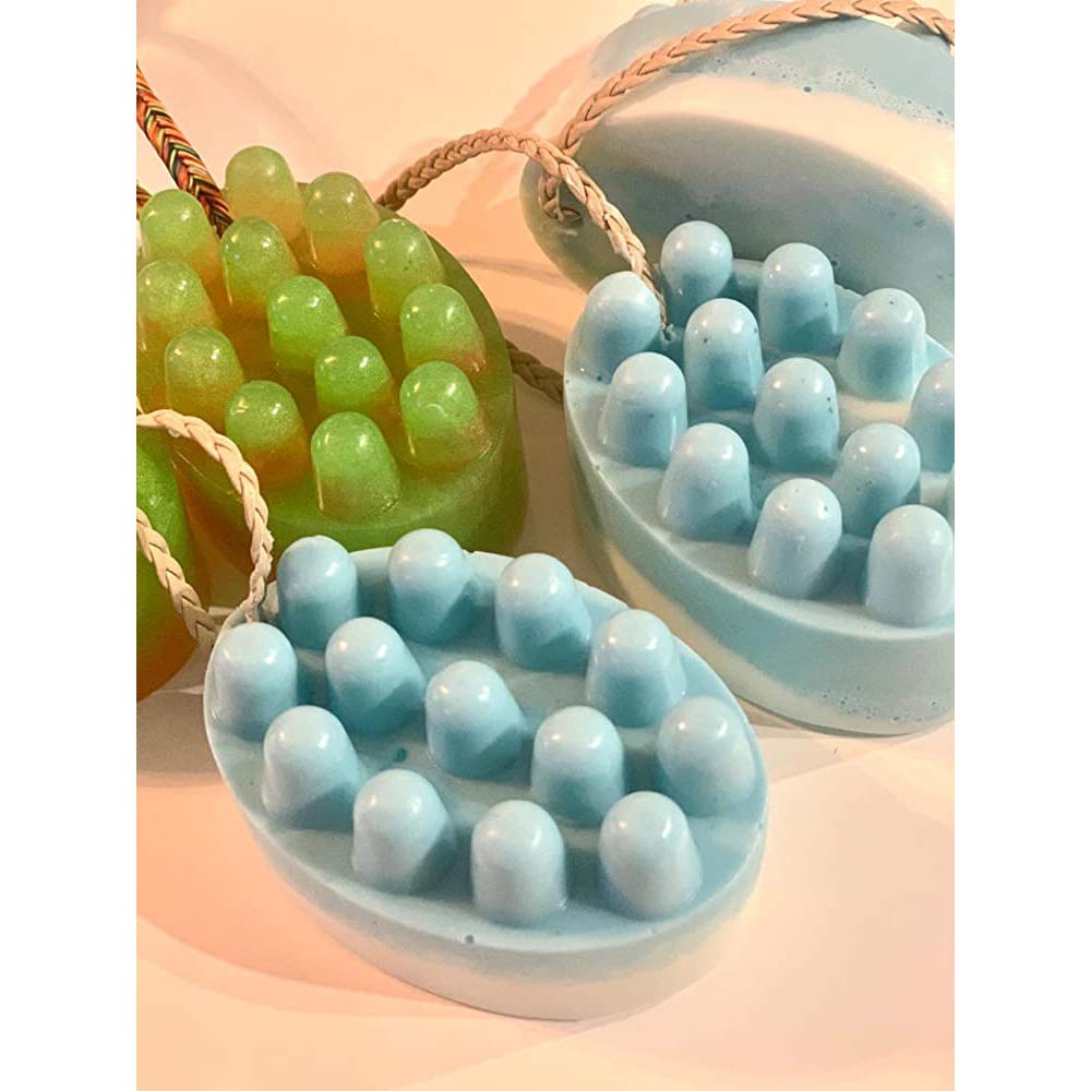 Hedume 4 Pack Silicone Massage Bar Soap Molds - 4 Cavity Nonstick BPA Free Soap Making Molds for Handmade Soaps, Candles & DIY Crafts - Perfect for Home Spa, Gifts & Bath Products