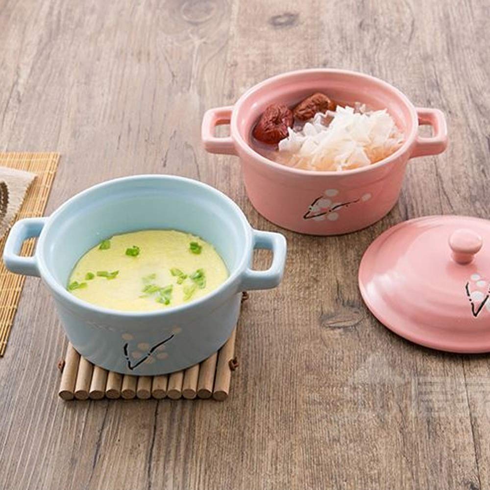YTTZZ Mini Ceramic Casserole Soup Pot with Handle - 1.5QT Ceramic Cookware for Cooking, Stewing & Baking - Oven & Stovetop Safe Milk Egg Stew Pan - Printed Kitchen Cookware (Color B) - Perfect for Soups, Stews, Milk Heating & Small Batch Cooking