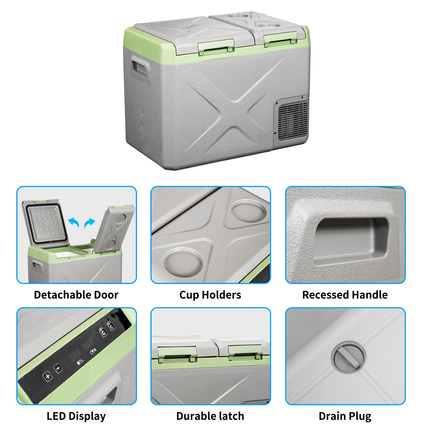 Alpicool XD45 12V Portable Car Refrigerator Freezer - 45 Quart Compact Fridge for Road Trips, Camping & Outdoor Adventures - Dual Zone Cooling & Energy Efficient