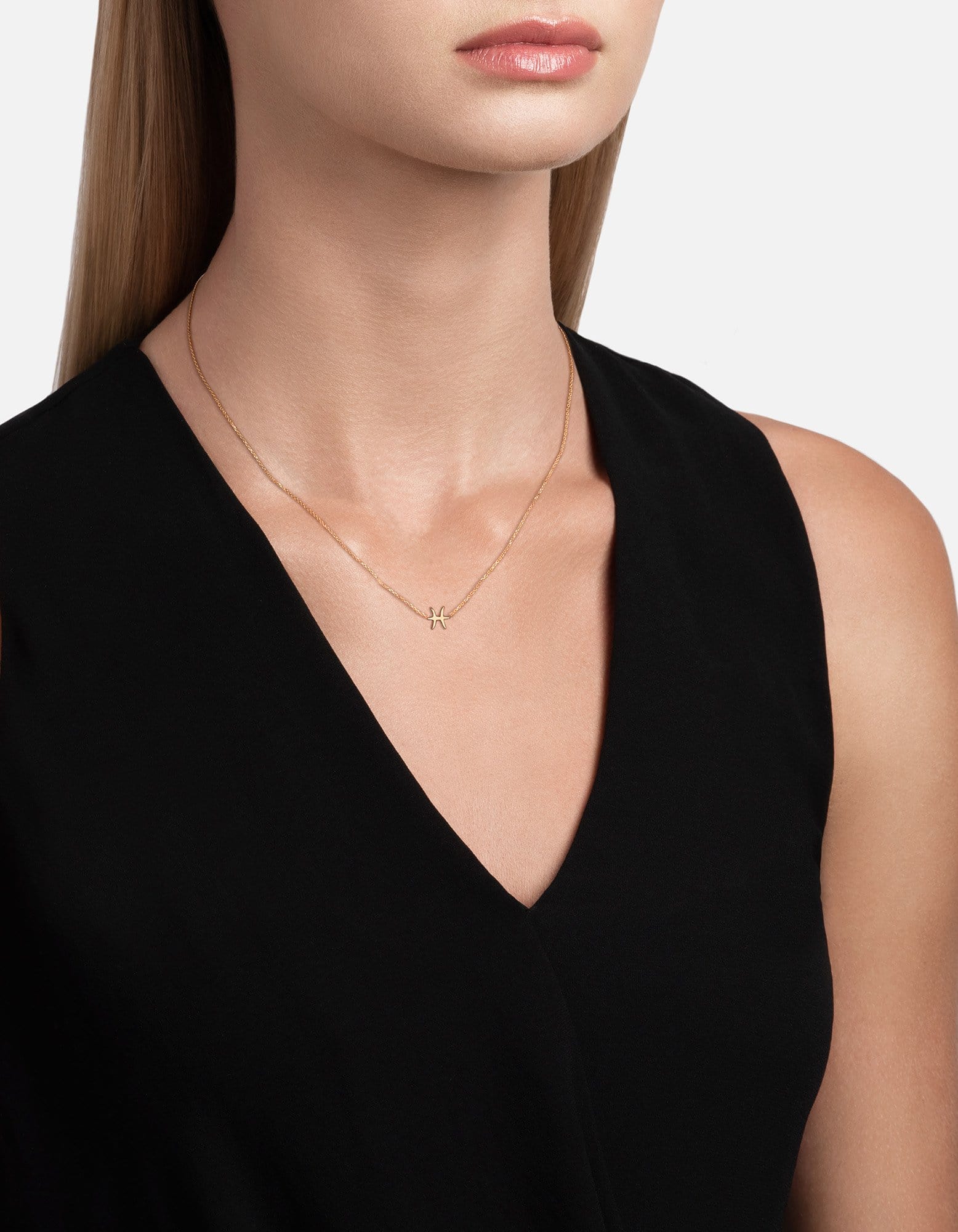 14K Gold Pisces Zodiac Pendant Necklace - Elegant Astrological Jewelry for Birthdays, Gifts & Everyday Wear