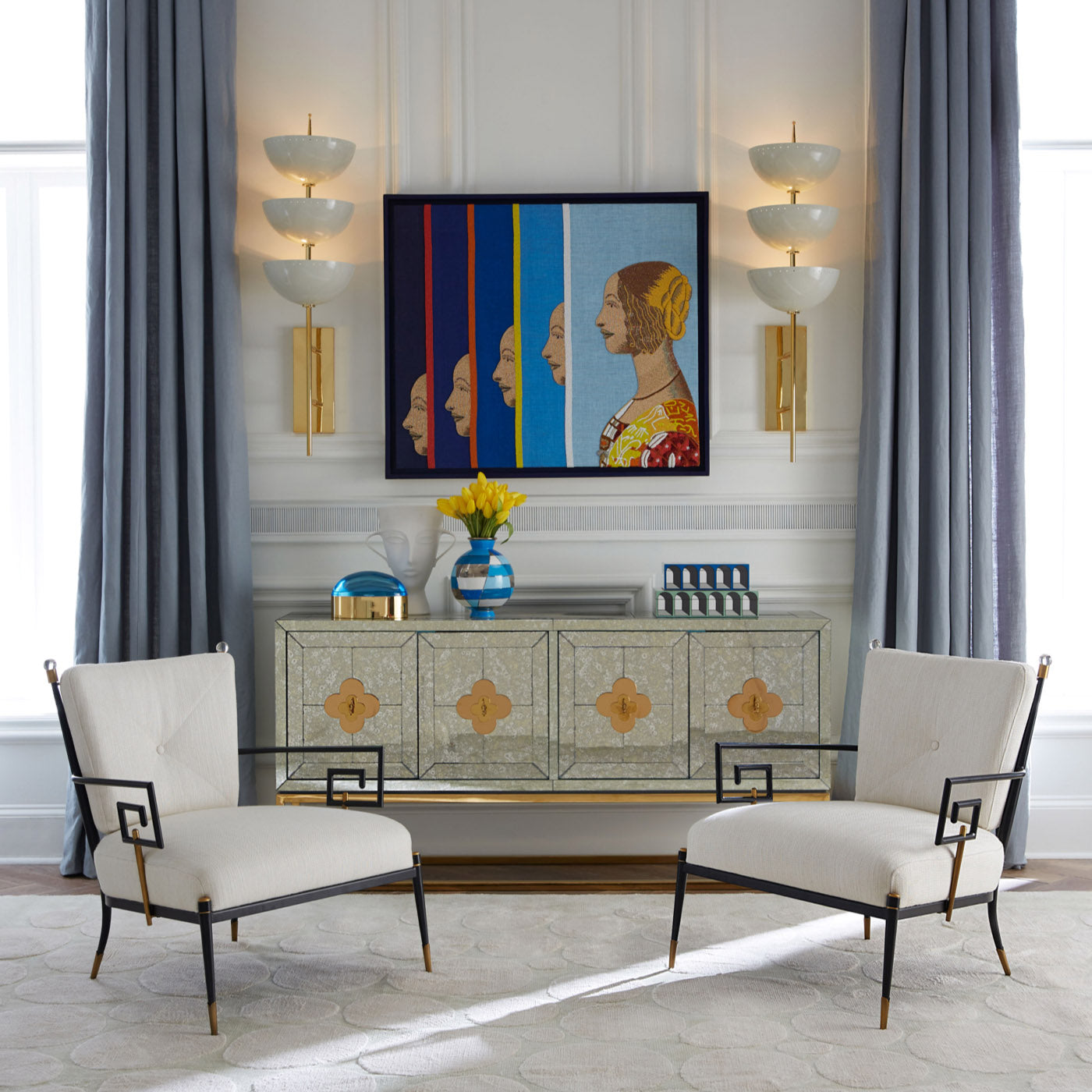 Delphine Credenza - Modern Wooden Sideboard with 3 Drawers & 2 Doors - Perfect for Living Room, Dining Room & Entryway Storage