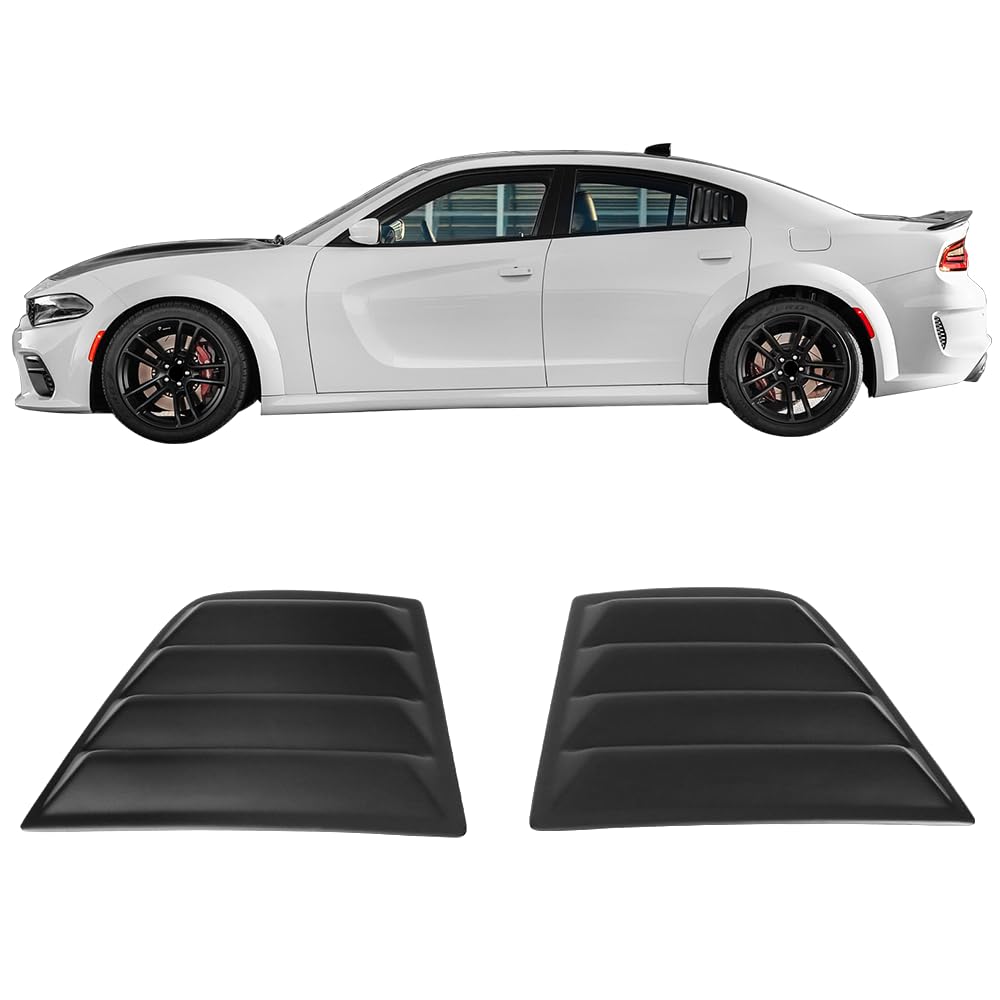 IKON MOTORSPORTS Dodge Charger Window Louvers 2011-2023 - V2 Style Rear & Side Quarter Scoop Louvers for Improved Aerodynamics & Style | Perfect for Car Enthusiasts & Street Racing