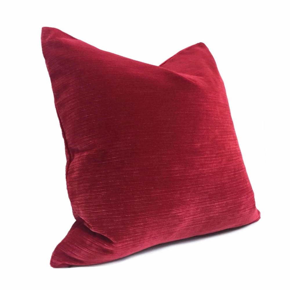 Luxury Italian Velvet Pillow Cover - Cherry Red Soft Textured Decorative Throw Pillow Case for Sofa, Bed, Living Room & Home Decor