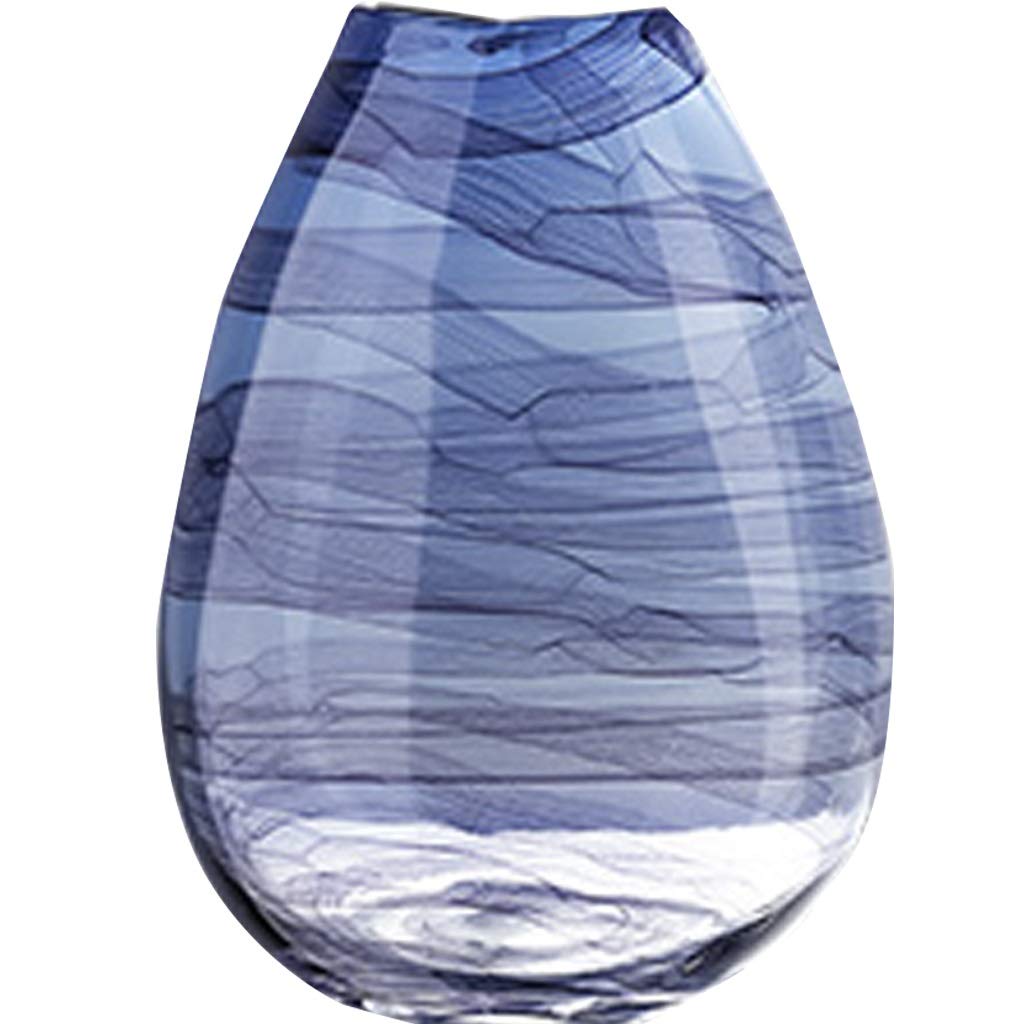 Handmade Blue Glass Vase - Tall Decorative Flower Vase for Home Decor, Neoclassical Centerpiece for Dining Table & Coffee Table Arrangements | Perfect for Wedding, Living Room, and Office Decor