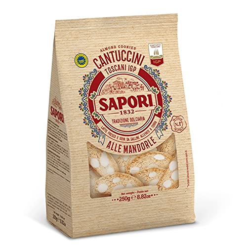 Premium Sapori Cantuccini Toscani Almond Biscuits 600g (Pack of 6) - Authentic Italian Almond Cookies for Coffee, Dessert & Gifting