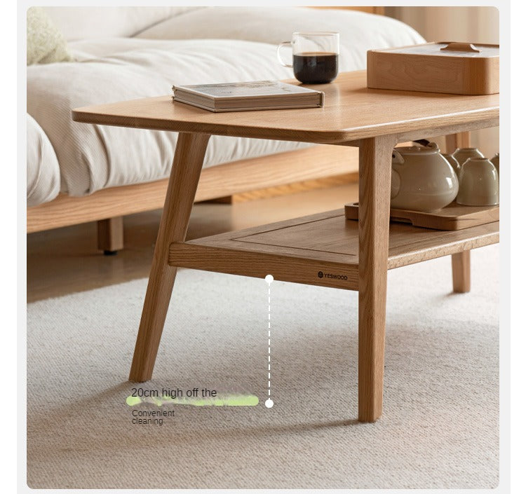 Solid Oak Wood Modern Coffee Table - Stylish & Durable Living Room Furniture for Home Decor
