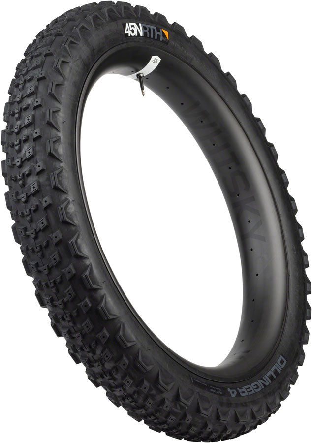 45NRTH Dillinger 4 Bike Tire - 27.5x4.0 Tubeless Folding Winter Tire with 120 TPI, Studdable Design, Black | Perfect for Snow & Ice Cycling, Fat Bike Adventures, Off-Road Trails