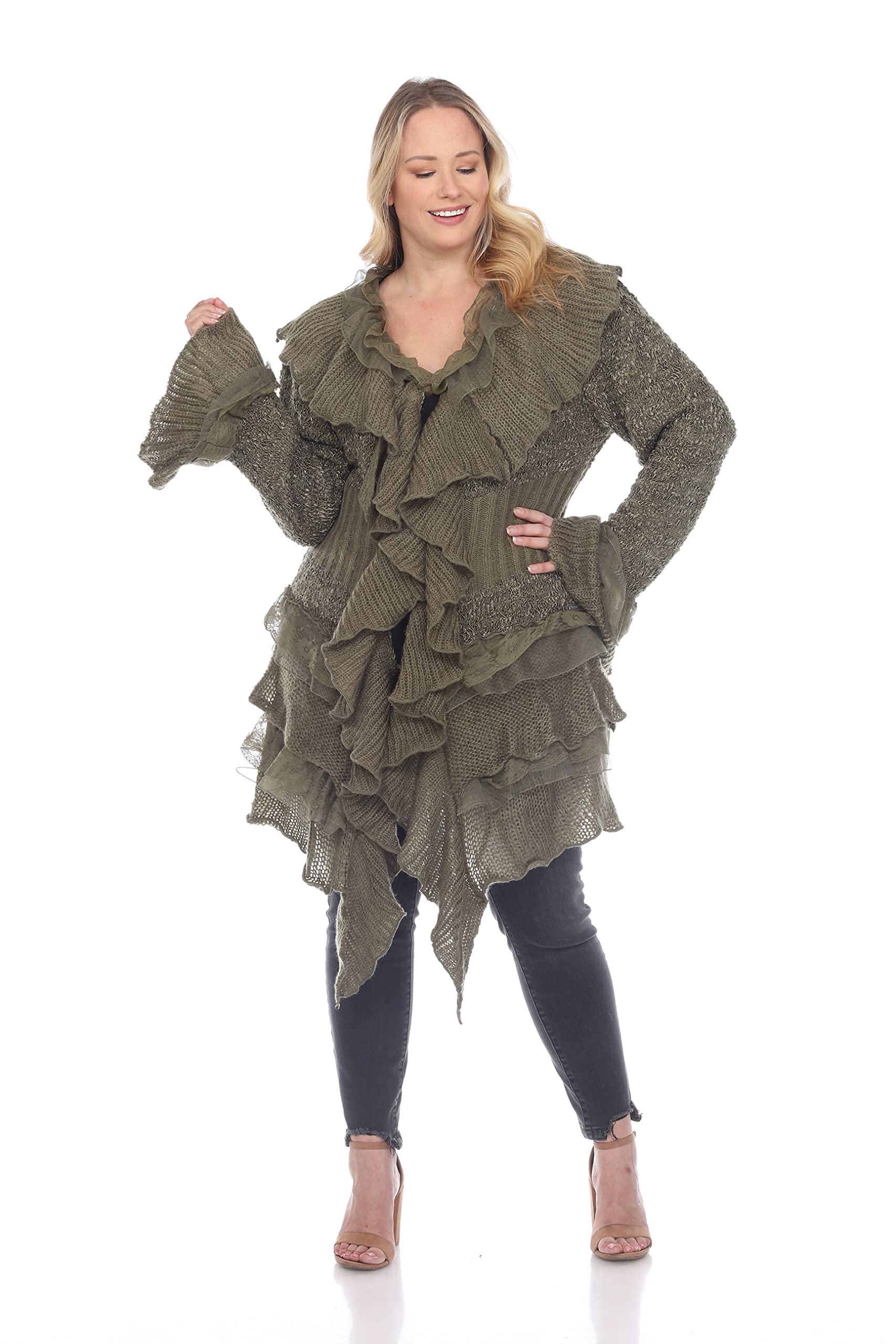 Simply Couture Women's Plus Size Casual Knit Long Sleeve Open Front Cardigan Sweater - Cozy Layering Piece for Fall & Winter, Perfect for Office, Lounge or Coffee Dates