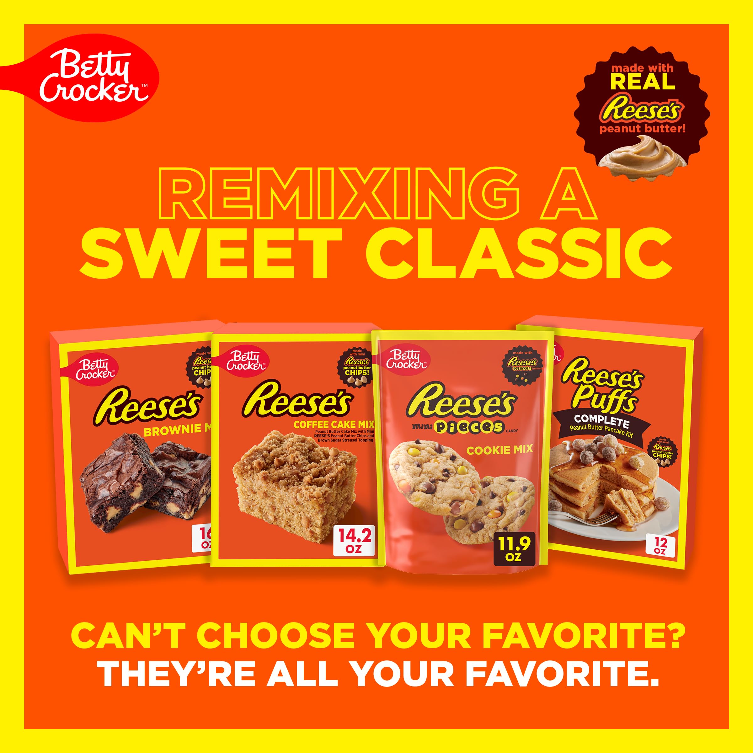 Betty Crocker REESE'S Mini Pieces Peanut Butter Cookie Mix with Chocolate Chips - 11.9 oz (Pack of 12) - Perfect for Baking, Parties & Holiday Treats
