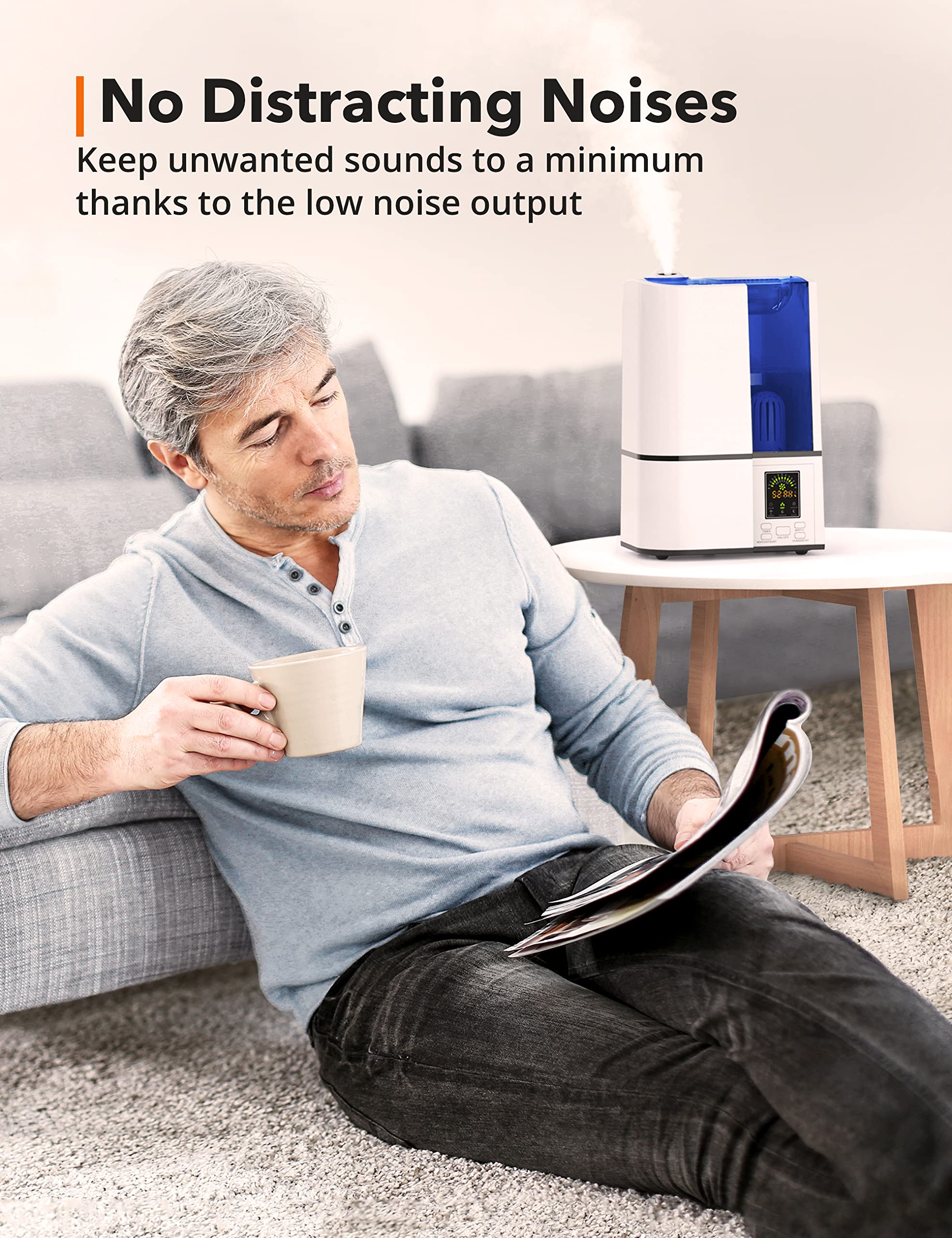 Ultrasonic Cool Mist Humidifier for Large Bedrooms & Home - 4L (1.06 Gallon) Capacity with Adjustable Mist Levels, Timer, Filter & Auto Shut-Off - Perfect for Dry Air Relief, Baby Nurseries & Office Spaces