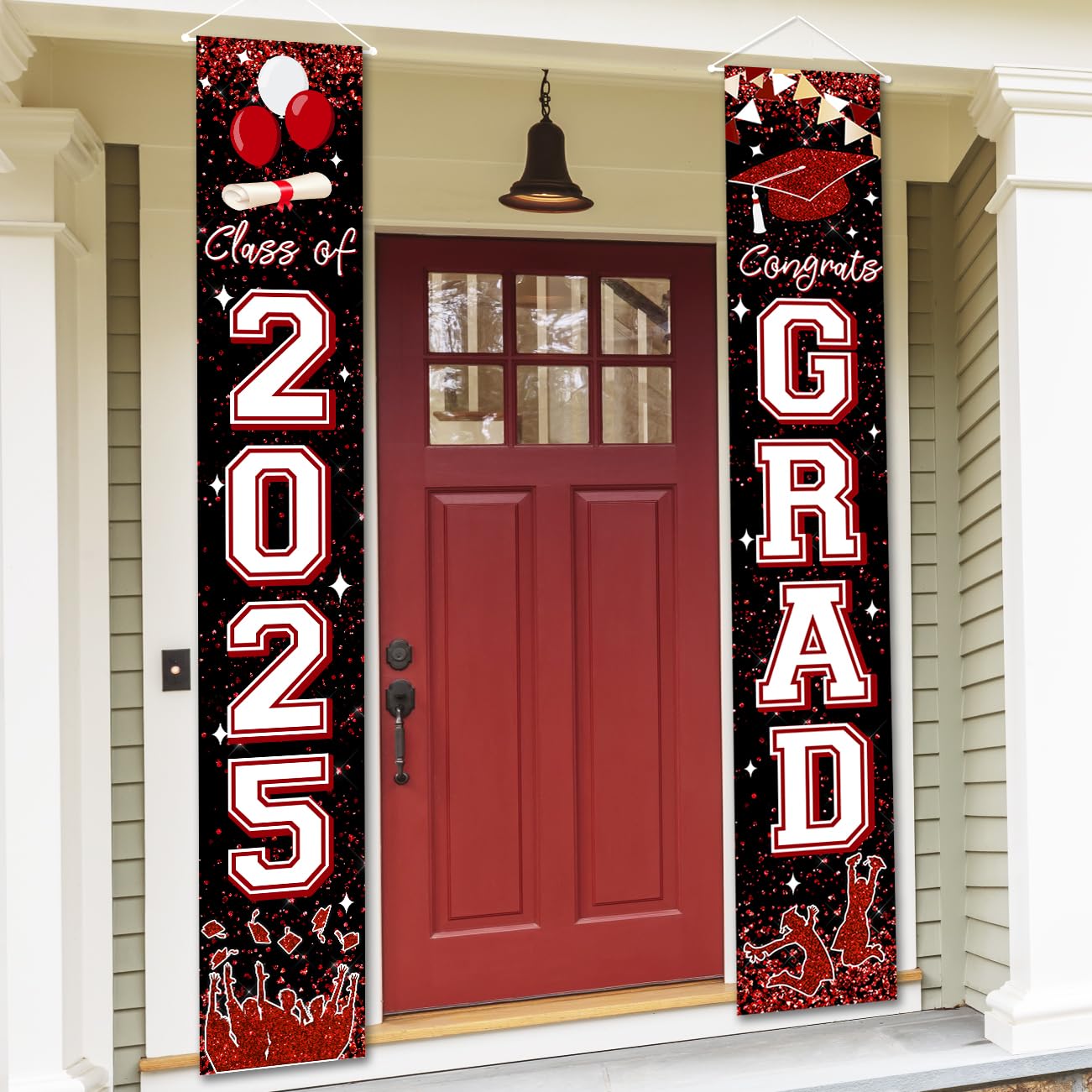 Class of 2025 Graduation Banner - Maroon Congratulation Sign for High School & University Grads | Hanging Door Porch Decor | Perfect for Graduation Parties, School Events & Photo Backdrops