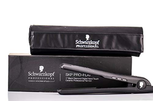 Schwarzkopf Professional SKP Pro Flat Black Diamond Digital Ceramic Flat Iron 1 Inch - Salon Quality Hair Straightener for Smooth & Shiny Hair at Home or Salon