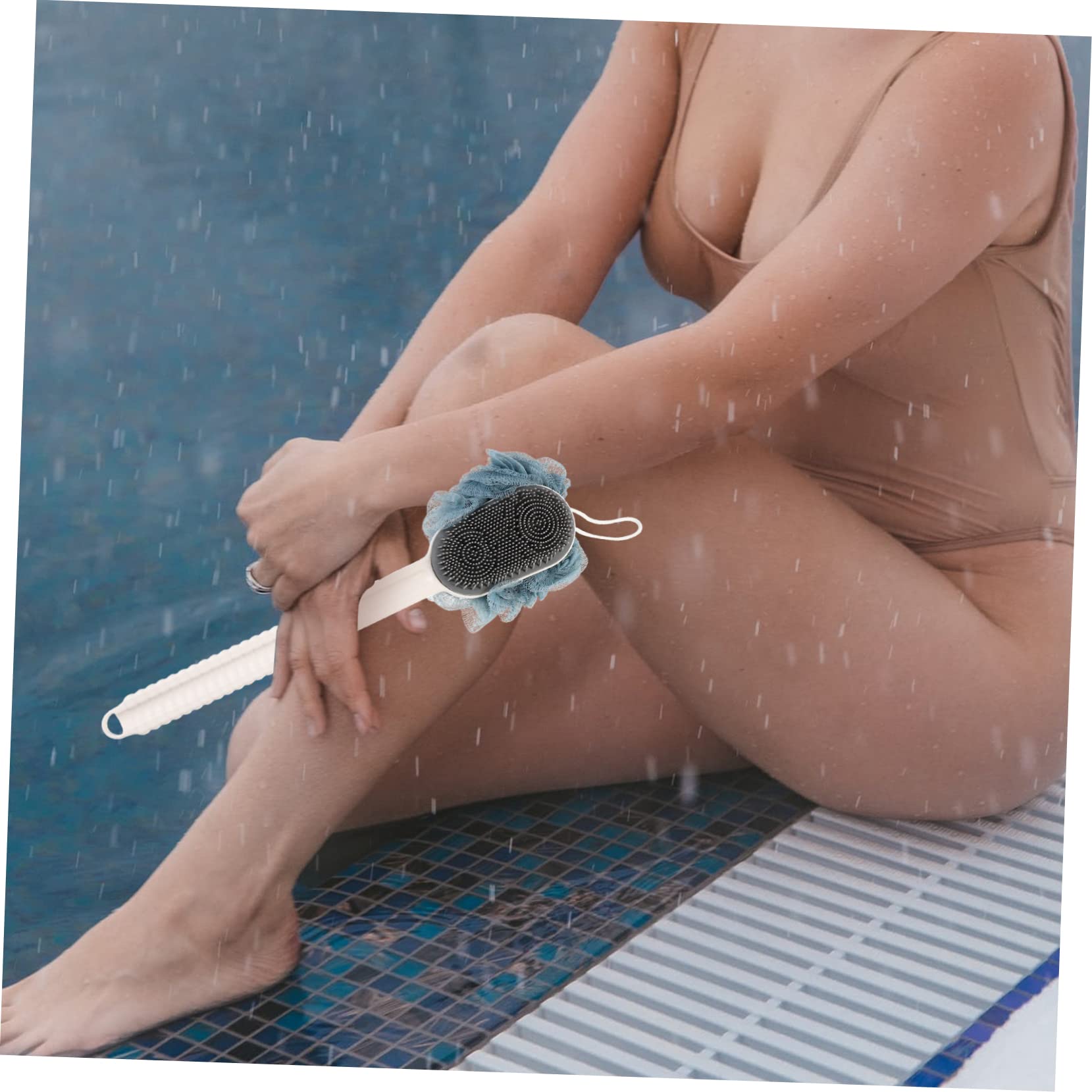 FOMIYES Long Handle Bath Brush with Soft Flexible Bristles - Exfoliating Body Scrubber for Shower & Bath - Back Scrubber for Women & Men - Perfect for Hard-to-Reach Areas & Deep Cleansing