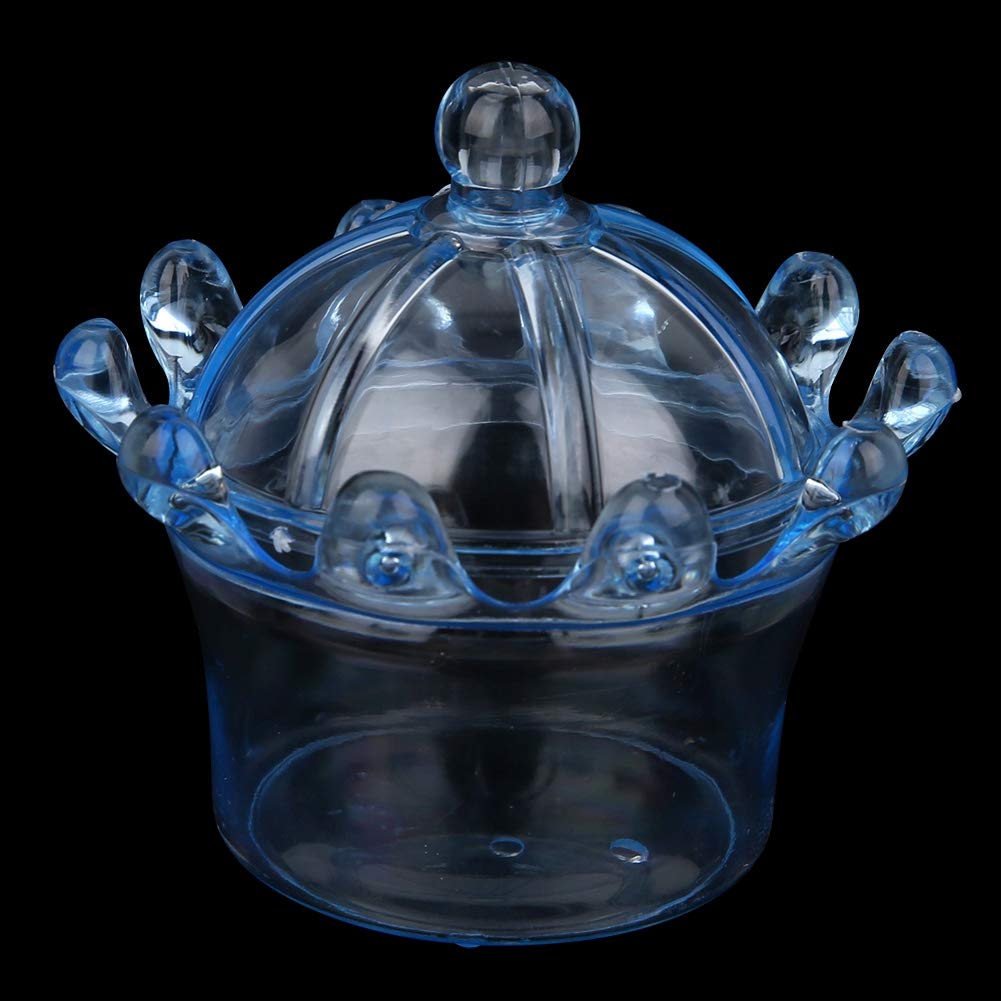 Tyenaza 12PCS Crown Shape Candy Boxes - Elegant Wedding Favor Boxes, Party Candy Containers, Plastic Gift Boxes in Blue - Perfect for Wedding Receptions, Baby Showers & Birthday Parties