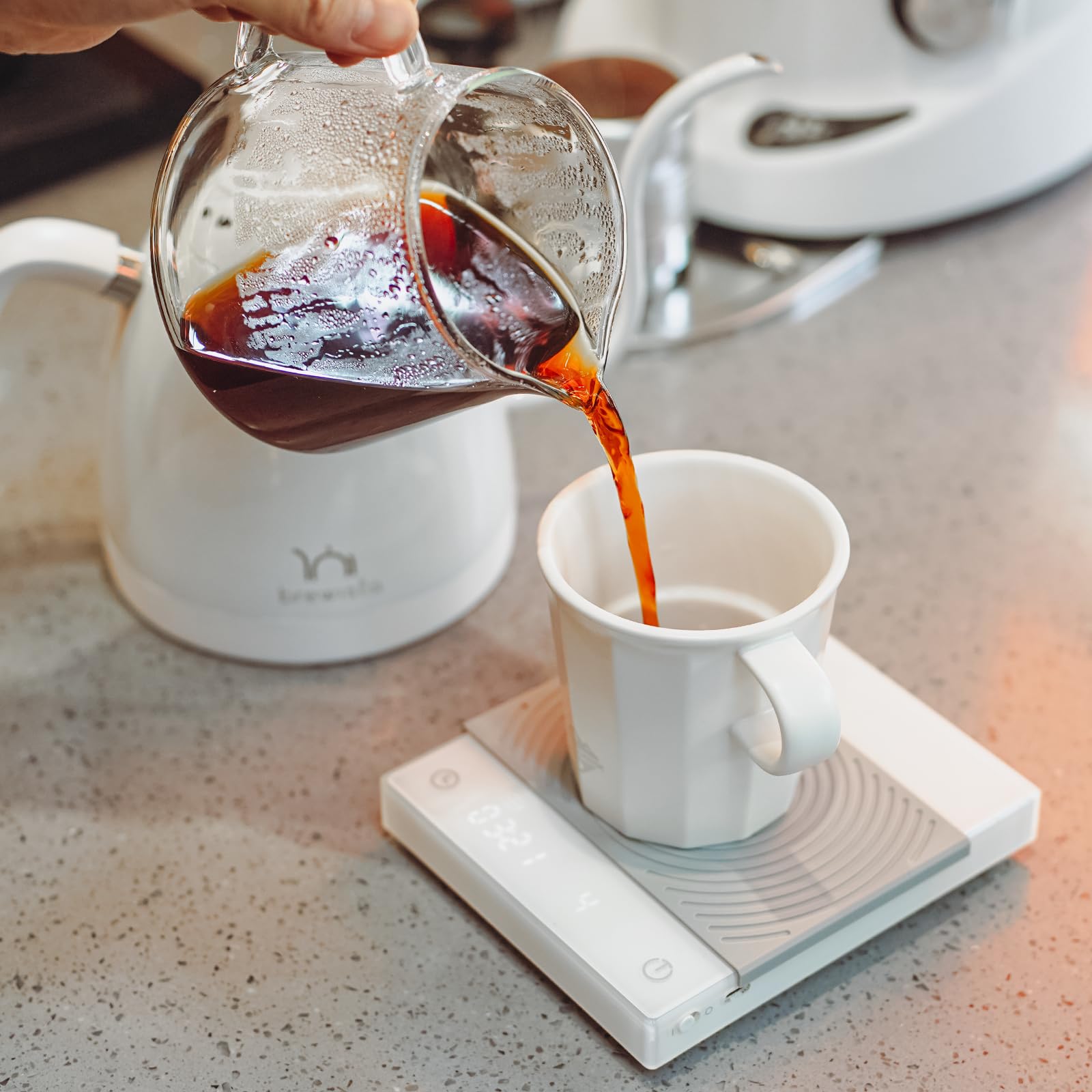 Premium White Ceramic Pour Over Coffee Maker Set with 650ml Glass Server & V60 Paper Filters - Ideal for Home, Cafe & Restaurant Brewing - Slow Drip Coffee Maker for Specialty Coffee Lovers