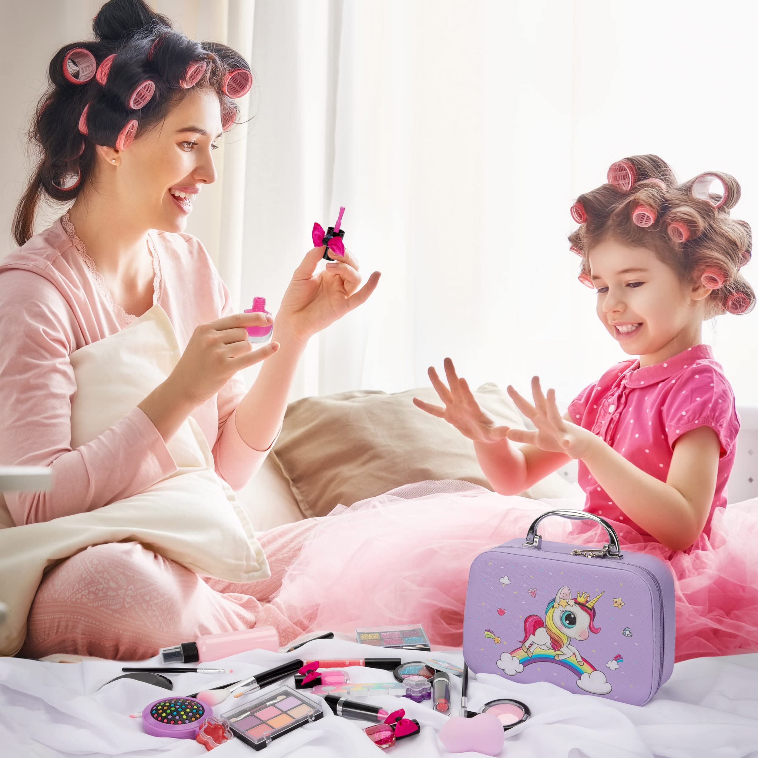 Washable Kids Makeup Toy Set, Unicorn Princess Cosmetic Kit with Travel Case - Birthday Gift for Girls Ages 4-12 - Perfect for Pretend Play, Dress-Up & Party Fun
