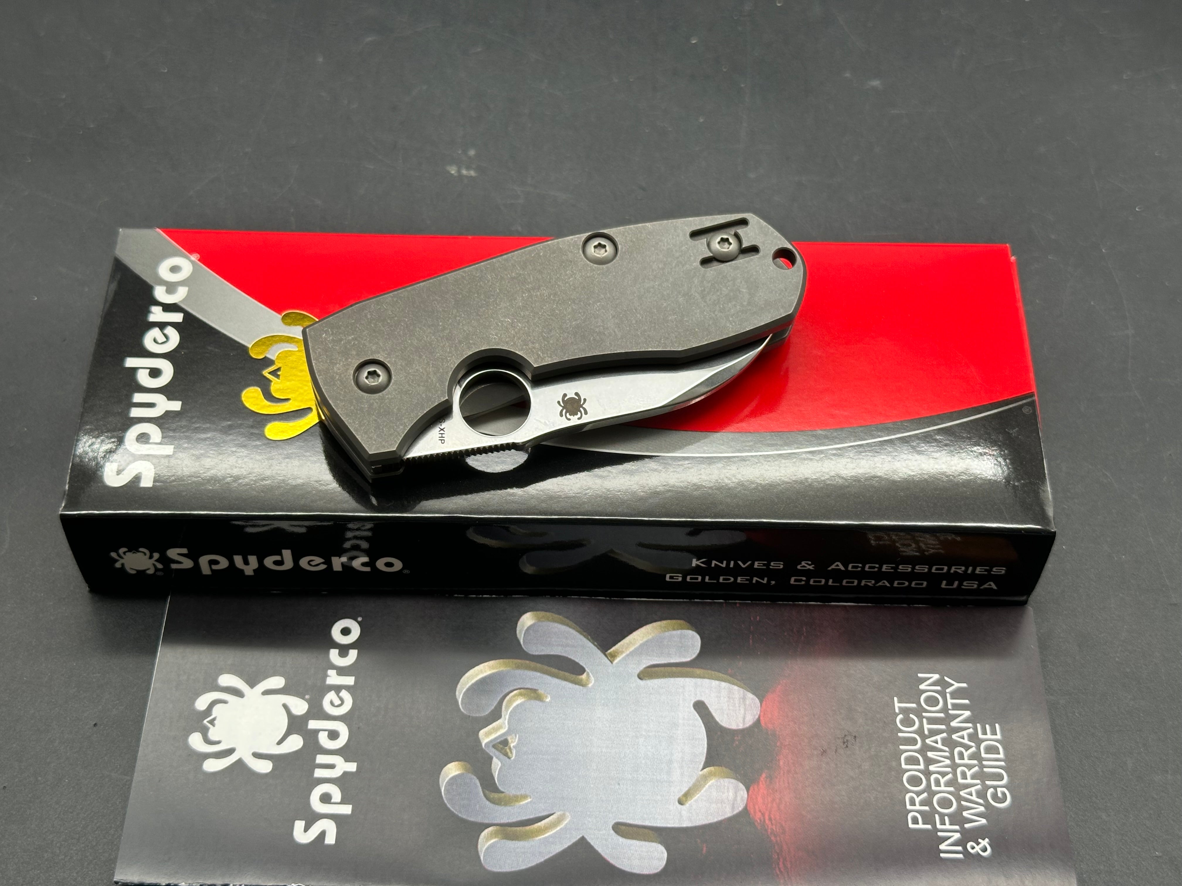 Spyderco Techno 2 Titanium Folding Pocket Knife with CTS XHP Steel Blade - EDC, Outdoor, Camping & Everyday Carry