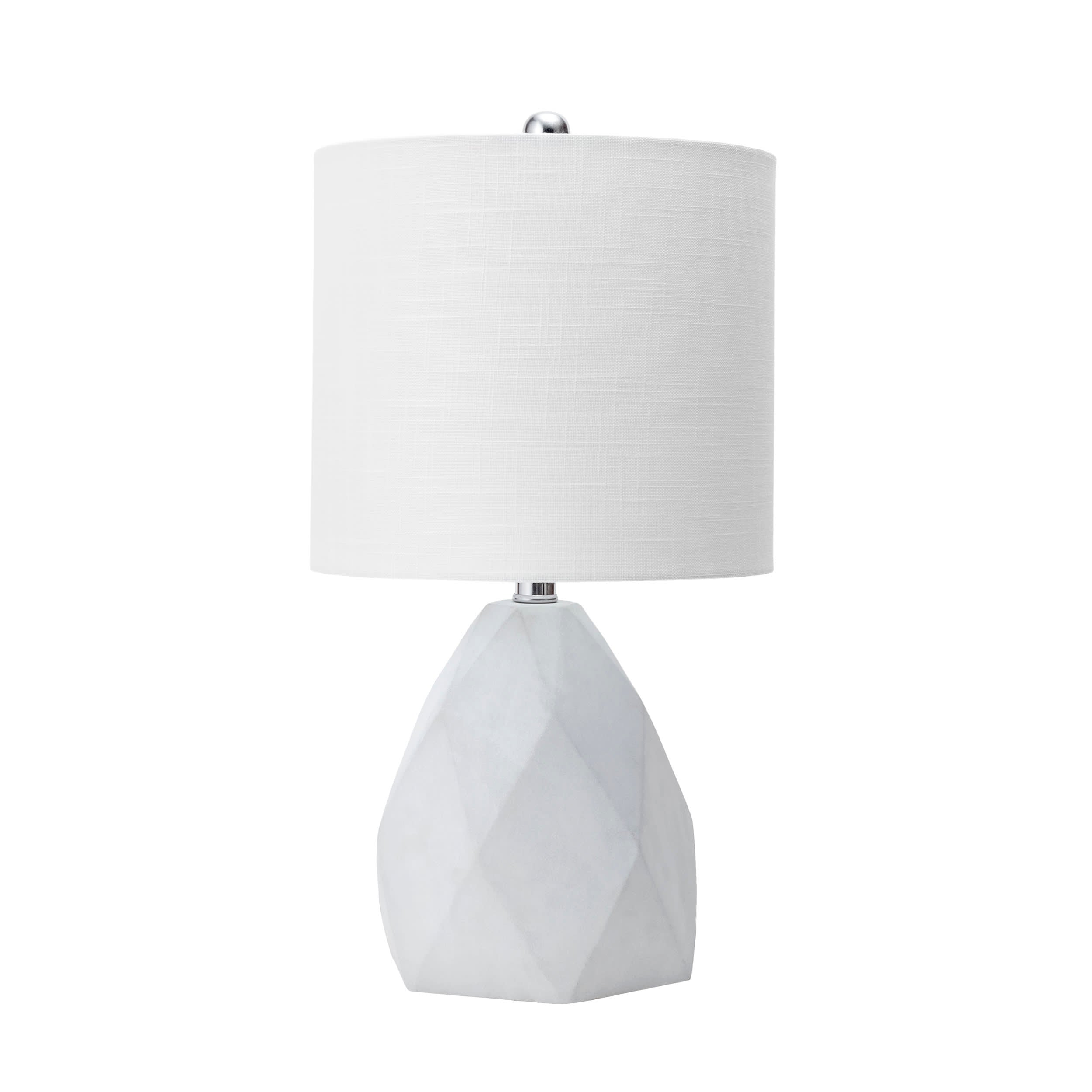 21 Inch Polished Cement Dome Table Lamp - Modern Light Grey Bedside Lamp for Living Room, Bedroom & Office Decor