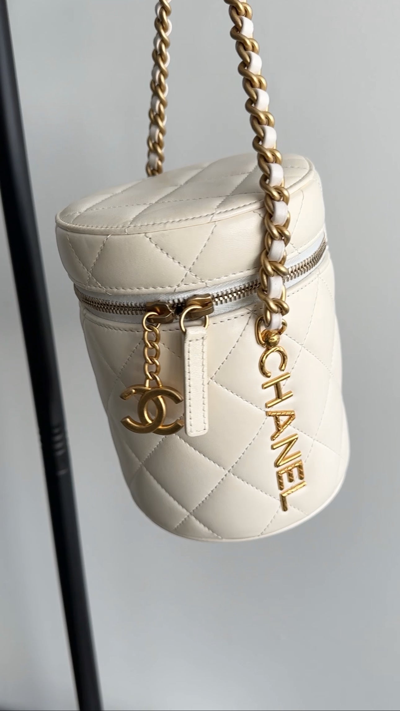 Chanel White Quilted Leather Side Note Vanity Bag - Luxury Crossbody Bag for Women, Perfect for Evening Parties & Date Nights