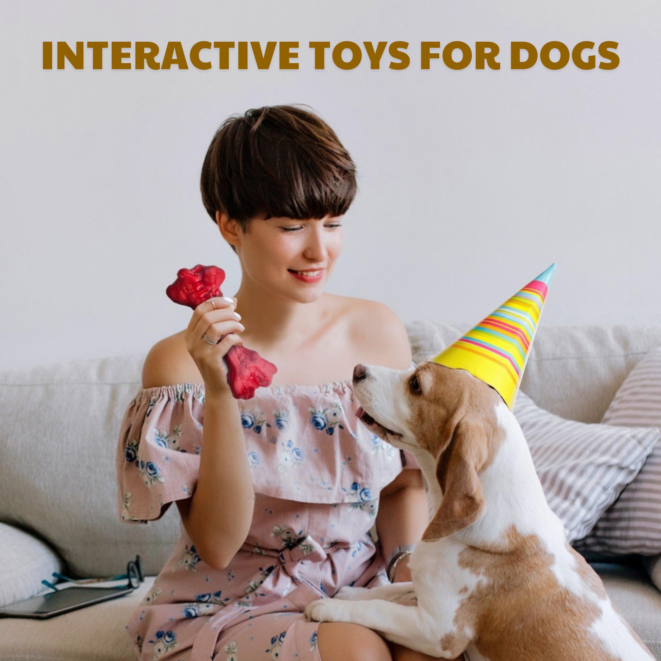 TECHPET Indestructible Dog Toy for Aggressive Chewers - Durable Rubber Chew Bone for Medium & Large Dogs - Perfect for Teething, Boredom Relief & Long-Lasting Playtime
