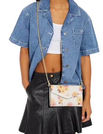Coach Floral Print Envelope Clutch Crossbody Bag for Women | Stylish Shoulder Purse for Evening Parties, Date Nights & Special Occasions