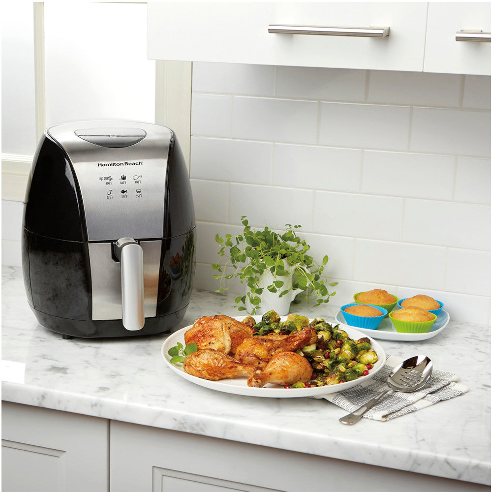 Hamilton Beach 35065C 3 Liter Digital Air Fryer - Healthy Oil-Free Cooking for Crispy Fries, Chicken Wings & More | Perfect for Small Kitchens & Quick Meals