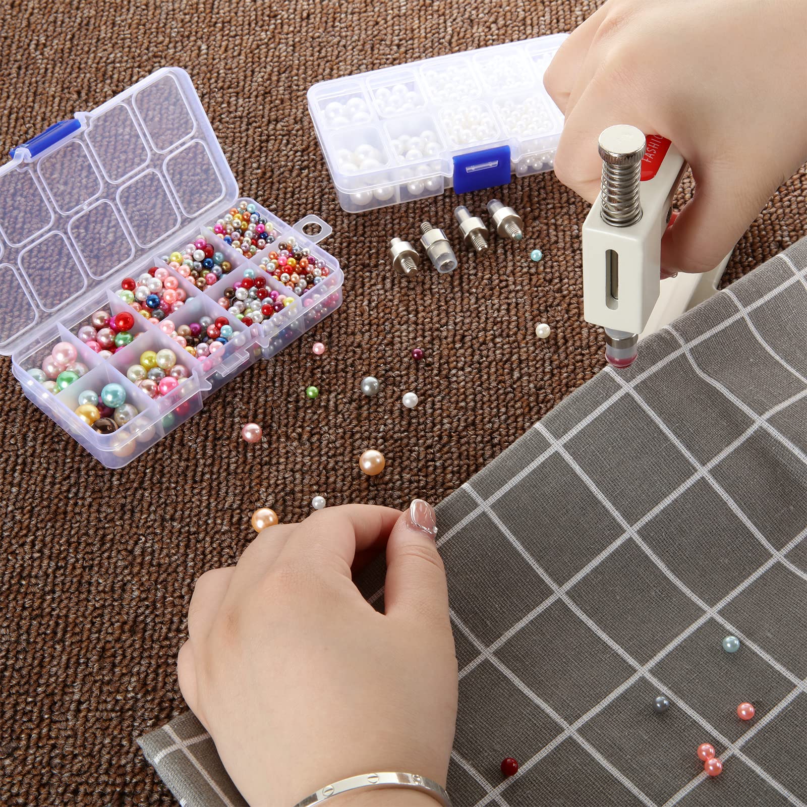 ZIQI Pearl Setting Machine Kit - Professional DIY Handmade Pearl Rivet Tool for Hats, Shoes, Clothes, Bags & Skirts | Bead Setting Accessories for Fashion Design & Craft Projects
