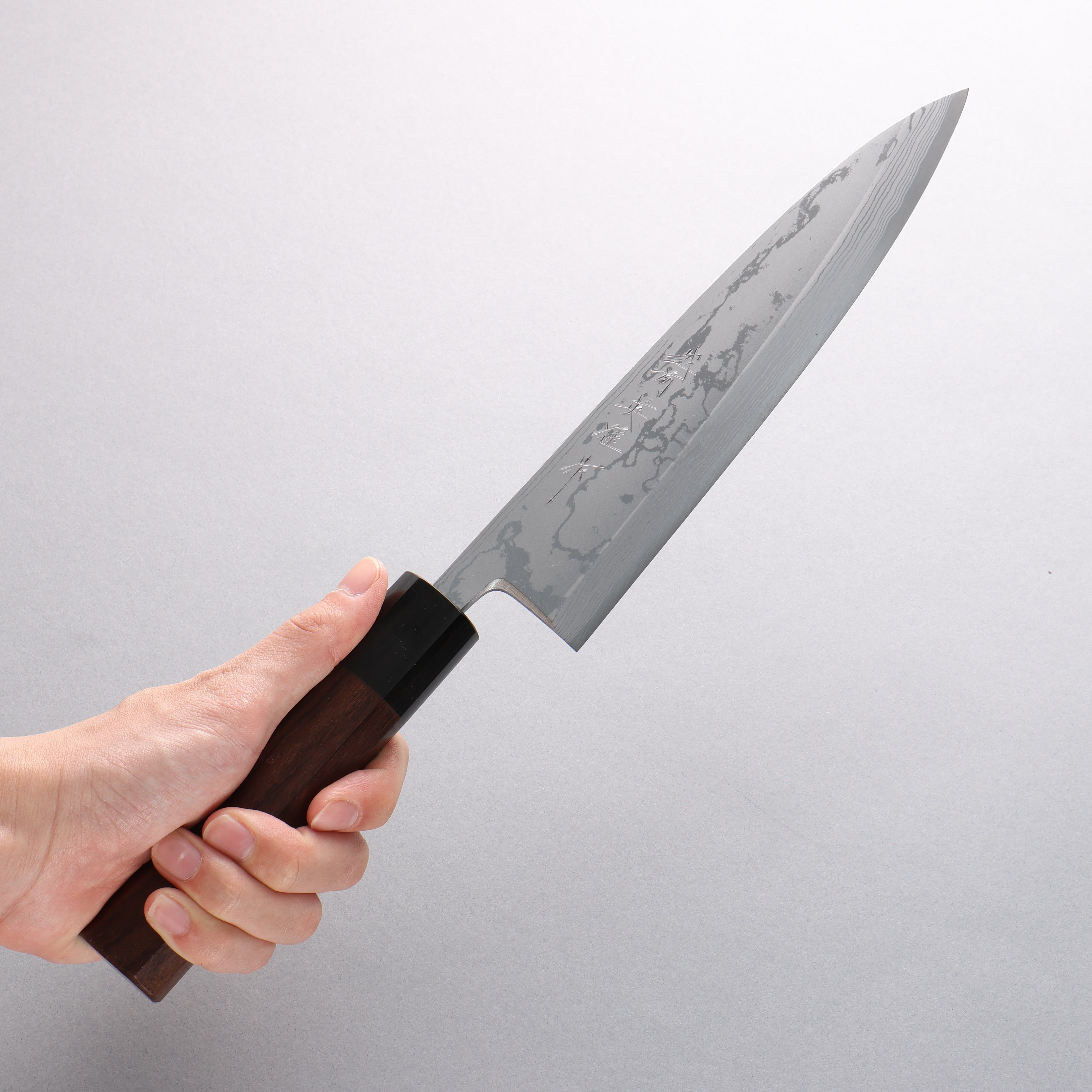 Premium Hideo Kitaoka Blue Steel No.2 Damascus Mioroshi Deba Knife 210mm with Ebony Handle - Professional Japanese Kitchen Knife for Sushi, Fish Filleting & Meat Cutting
