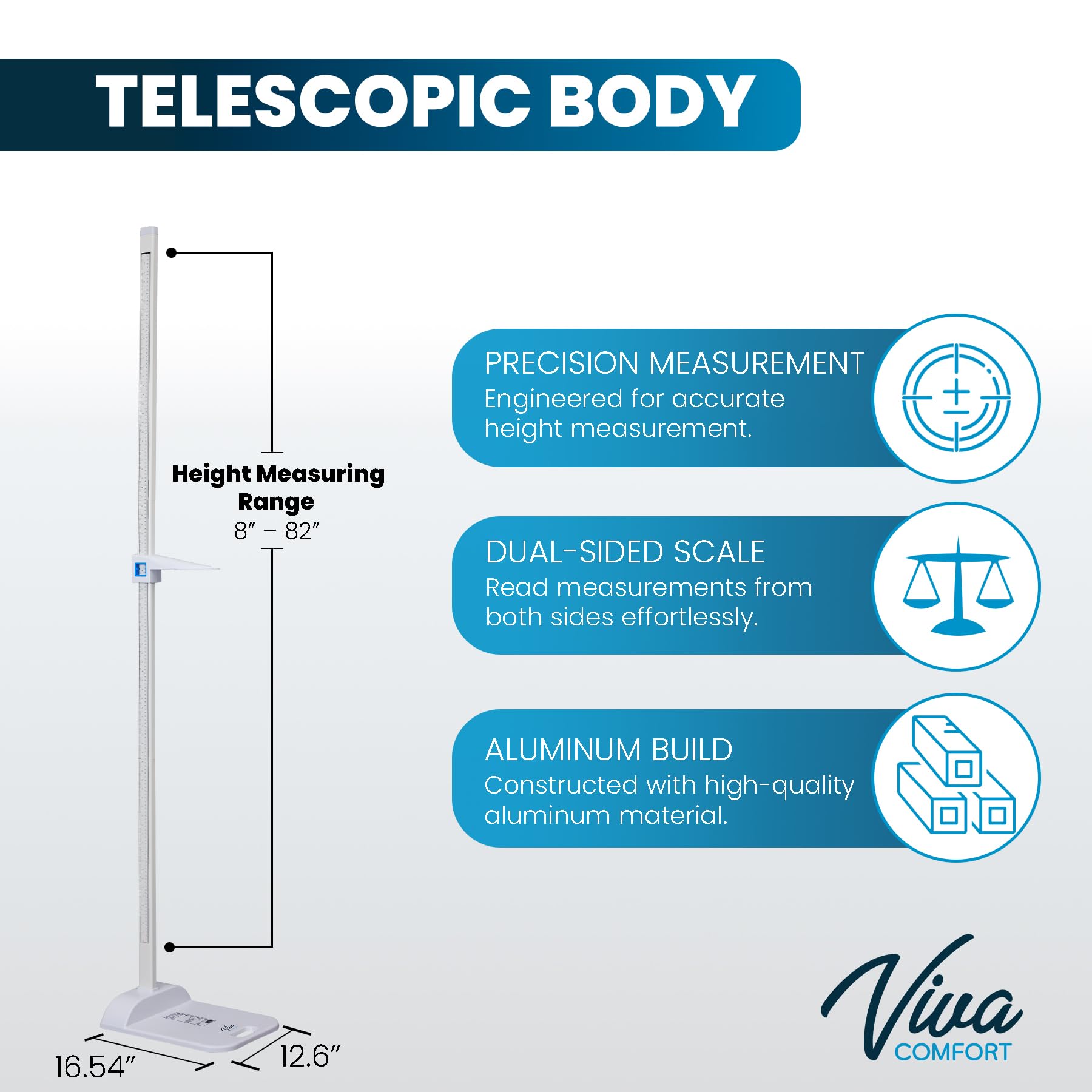**Portable Aluminum Stadiometer for Height Measurement - 8-82 Inches (20-210 cm) - Accurate Measuring Tool for Adults & Kids - Perfect for Home, Gym, Clinic & Pediatric Offices - Includes Carrying Bag**    *(Ideal for Health Checkups, Fitness Tracking & Child Growth Monitoring)*