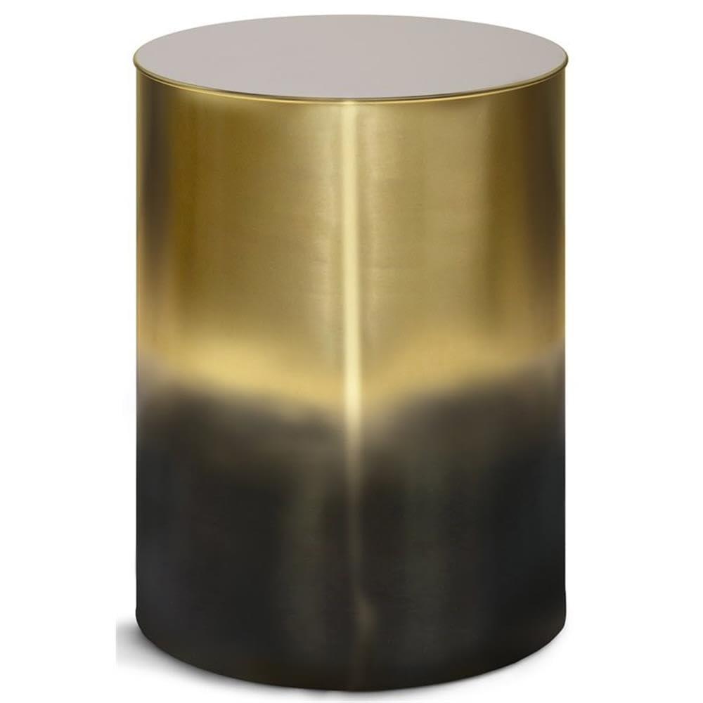 Boho Round End Table for Living Room & Bedroom - Small Space Metal Nightstand with Gold & Black Gradient - Perfect for Sofa Side, Bedside, or Telephone Table in Rustic Home Decor