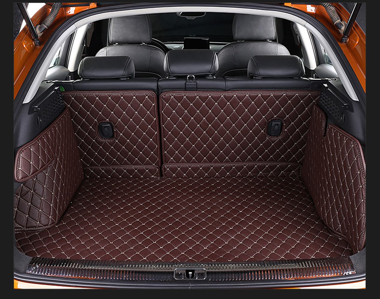 3D Full Coverage Car Trunk Mat for Nissan Pathfinder 2013-2024 - Premium Custom Fit Cargo Liner, Non-Slip Protection, Coffee Brown - Perfect for Road Trips, Grocery Hauling & Pet Transport